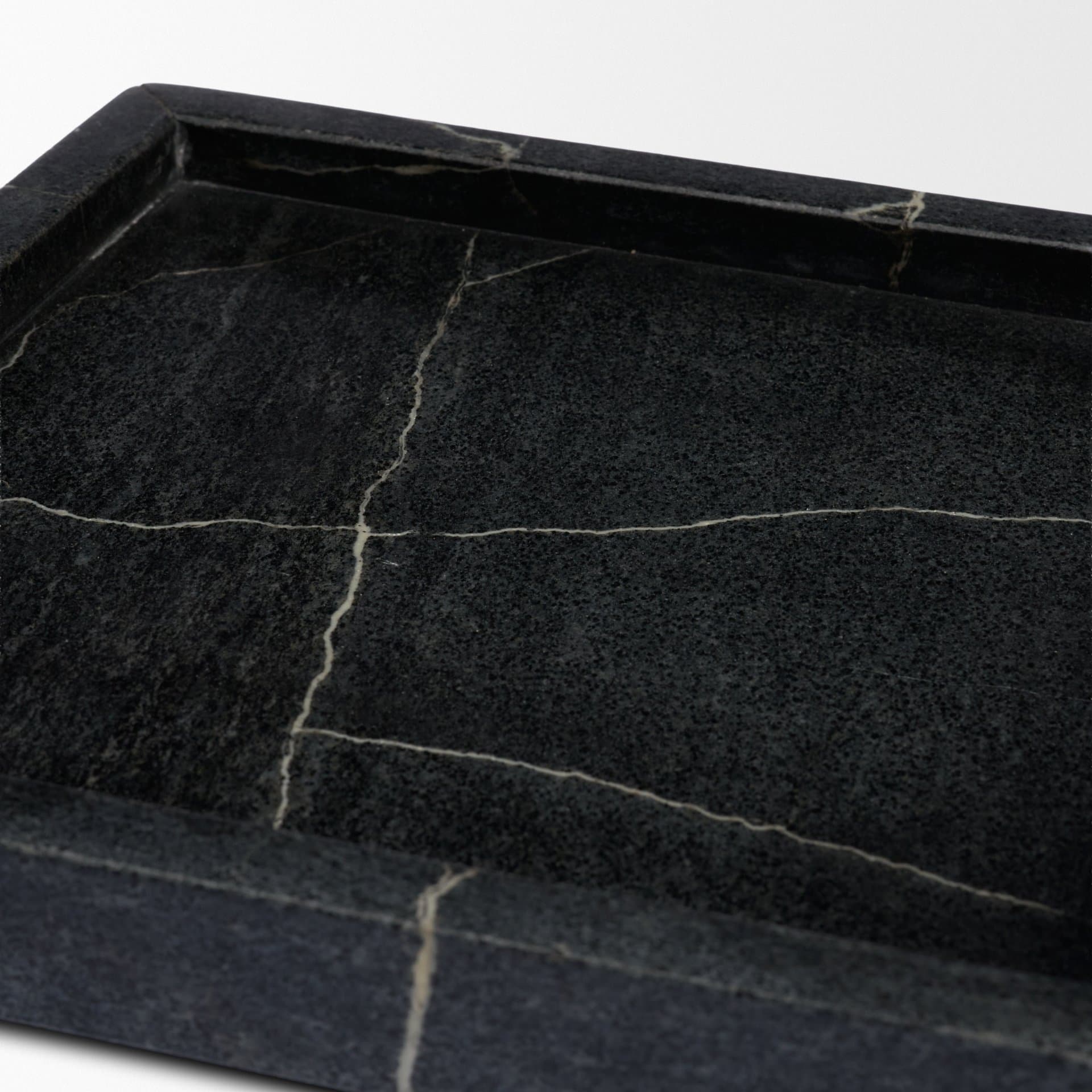 Stratus Black Marble Square Decorative Tray — product photograph