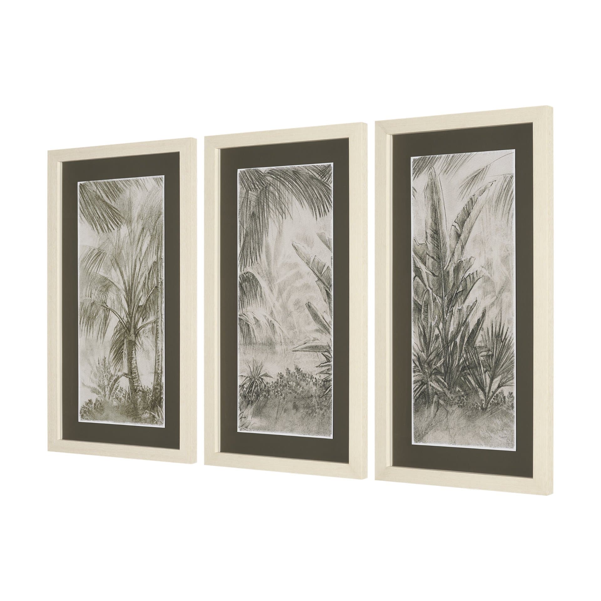Tropical Coast (Set of 3) by Mercana Studio Hand Embelished Framed Artwork Matted under Glass — product photograph