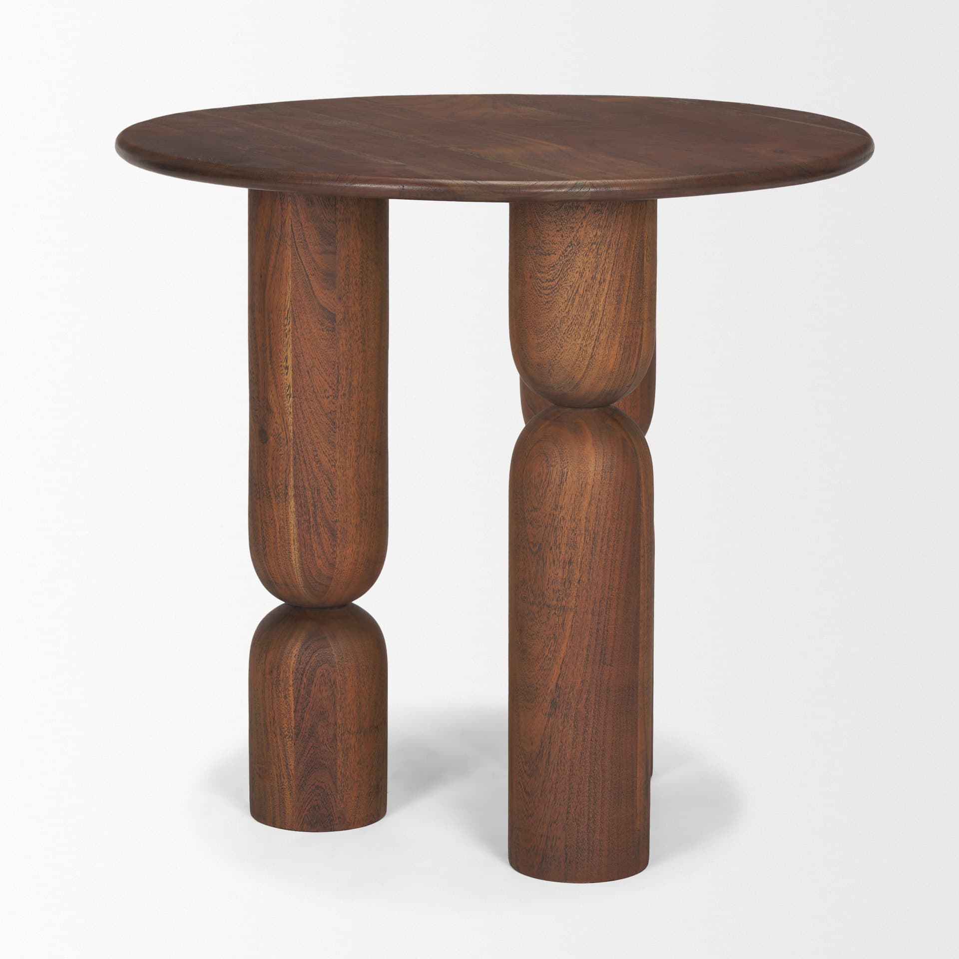 Sonel Pedestal Medium Dark Brown Acacia Wood Foyer Table — product photograph