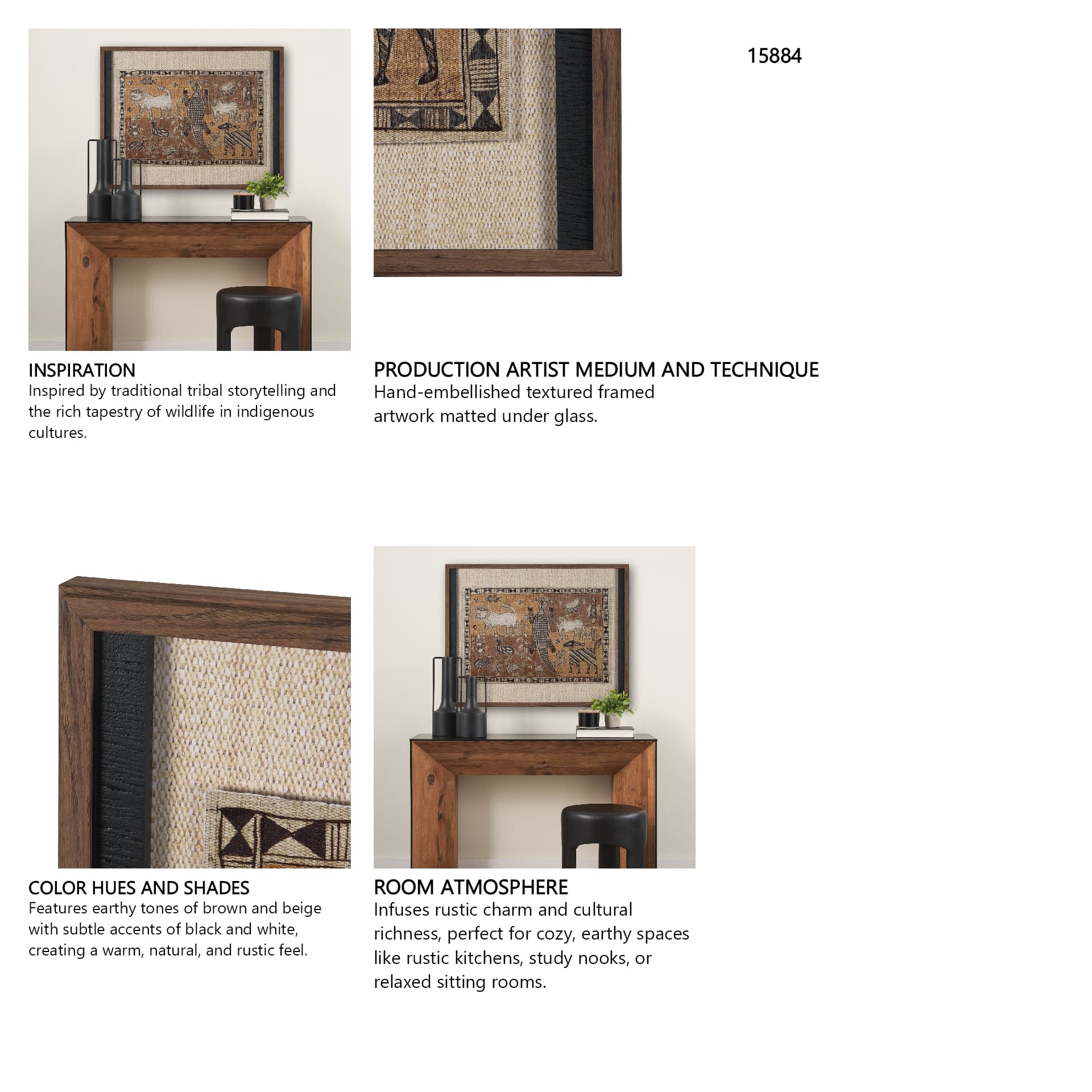 Jungle Harmony by Mercana Studio Hand Embelished Textured Framed Artwork Matted under Glass — in a styled room