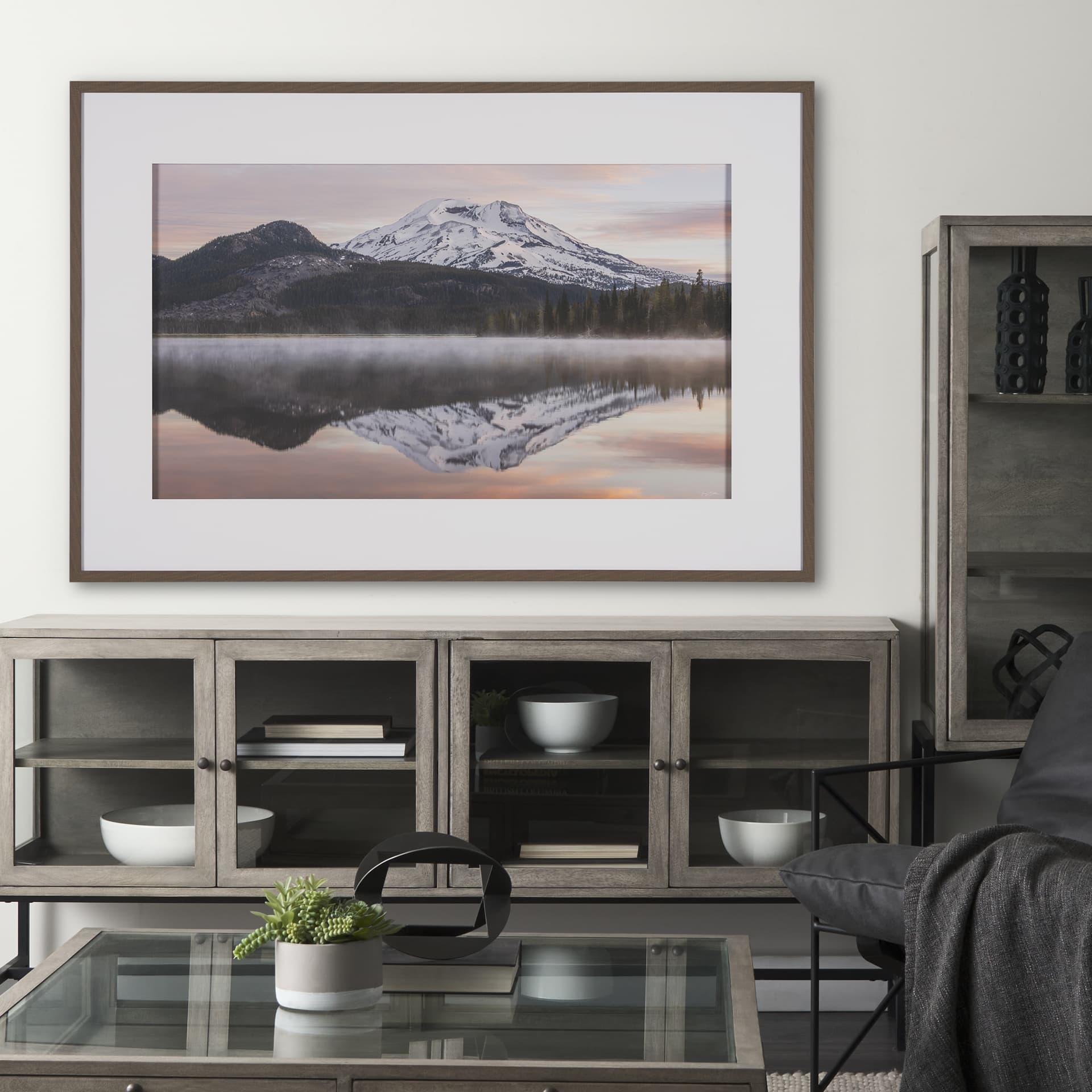 Misty Morn by Gary Blatter a Framed Photo Art Print Matted under Glass — in a styled room