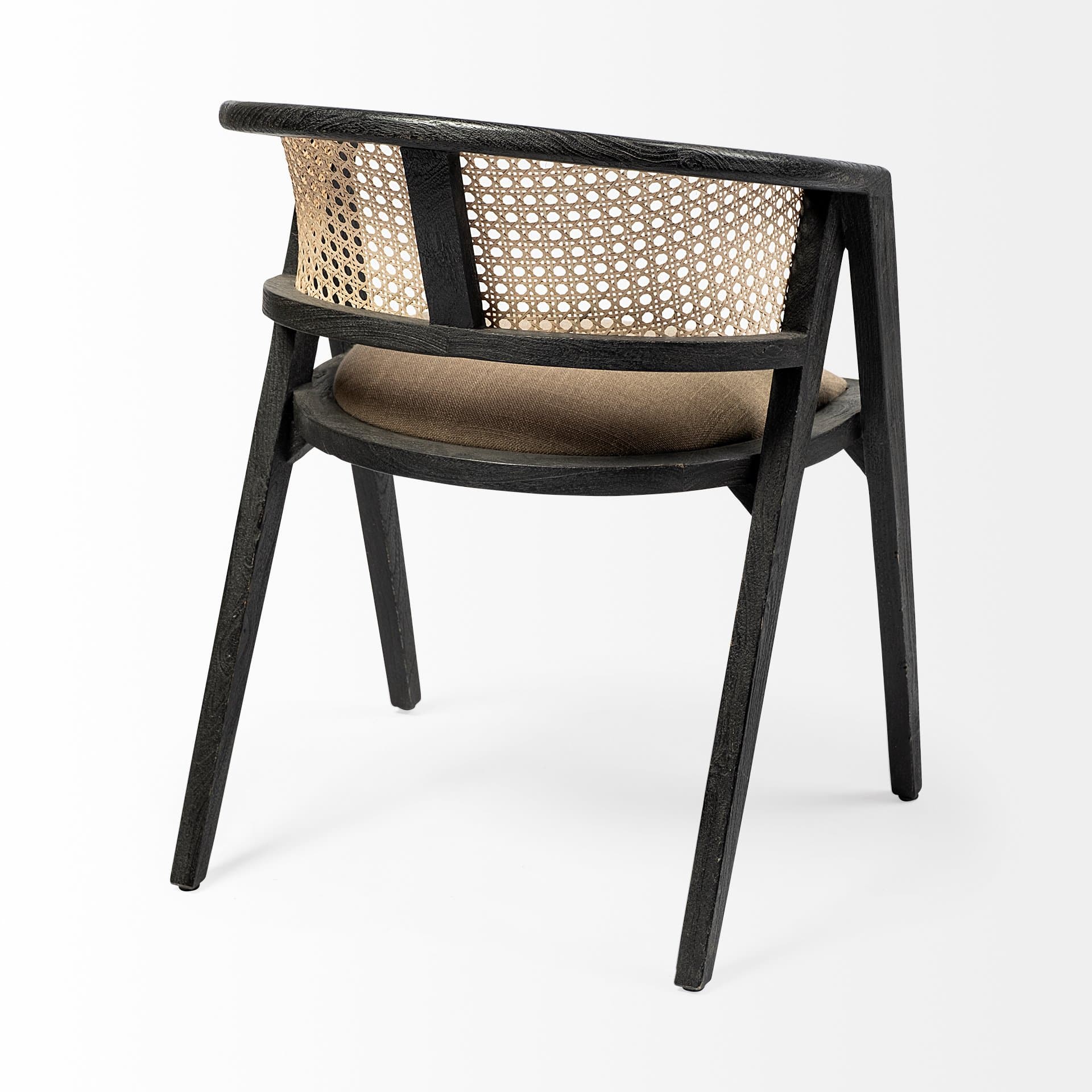 Tabitha Cane Back Dining Arm Chair | Linen w/ Black Wooden — product photograph