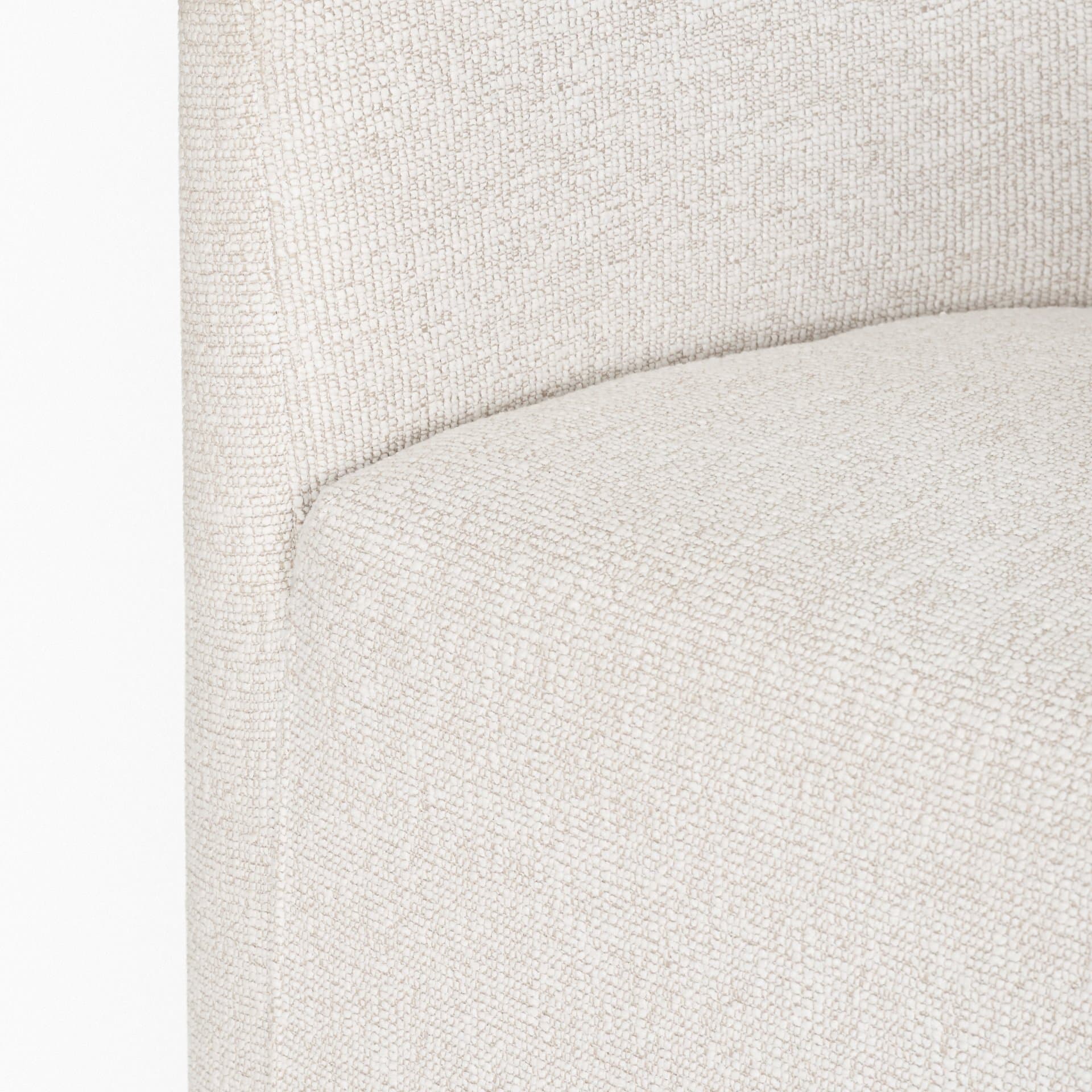 Sondra Barrel Back Dining Arm Chair | Cream Fabric w/ Wood — product photograph