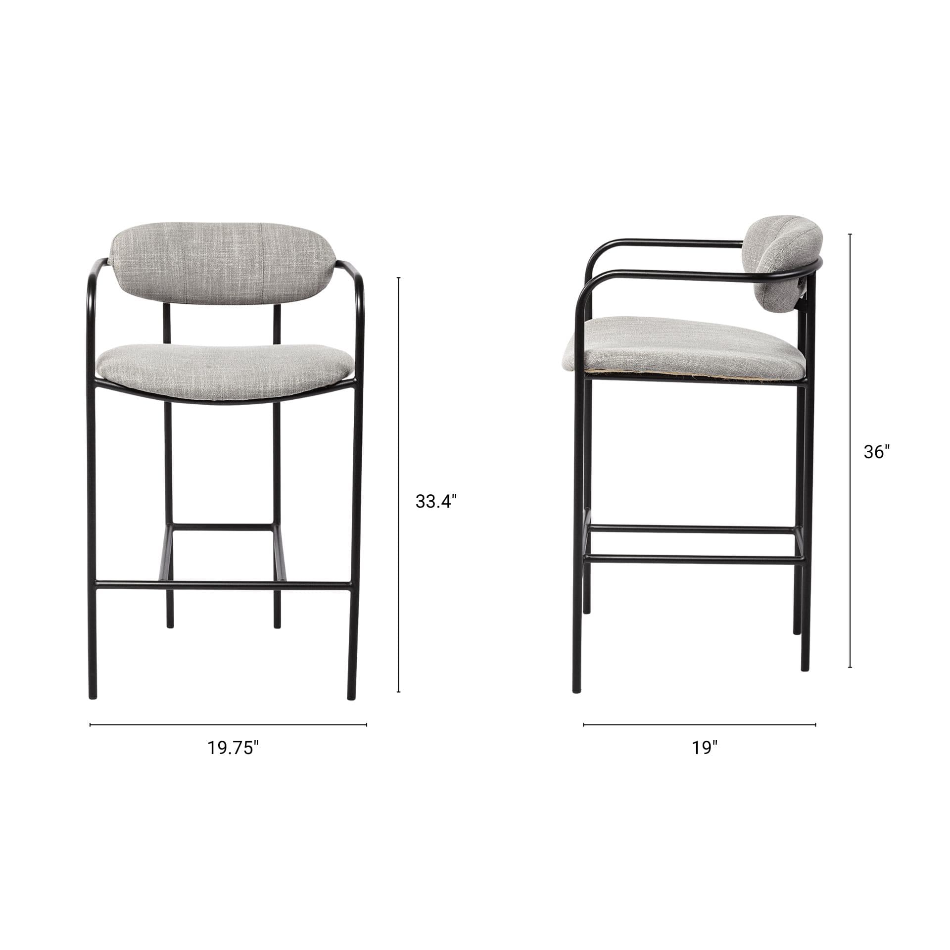 Parker Backless 36in Seat Counter Stool | Gray Fabric w/ Black Metal — product photograph