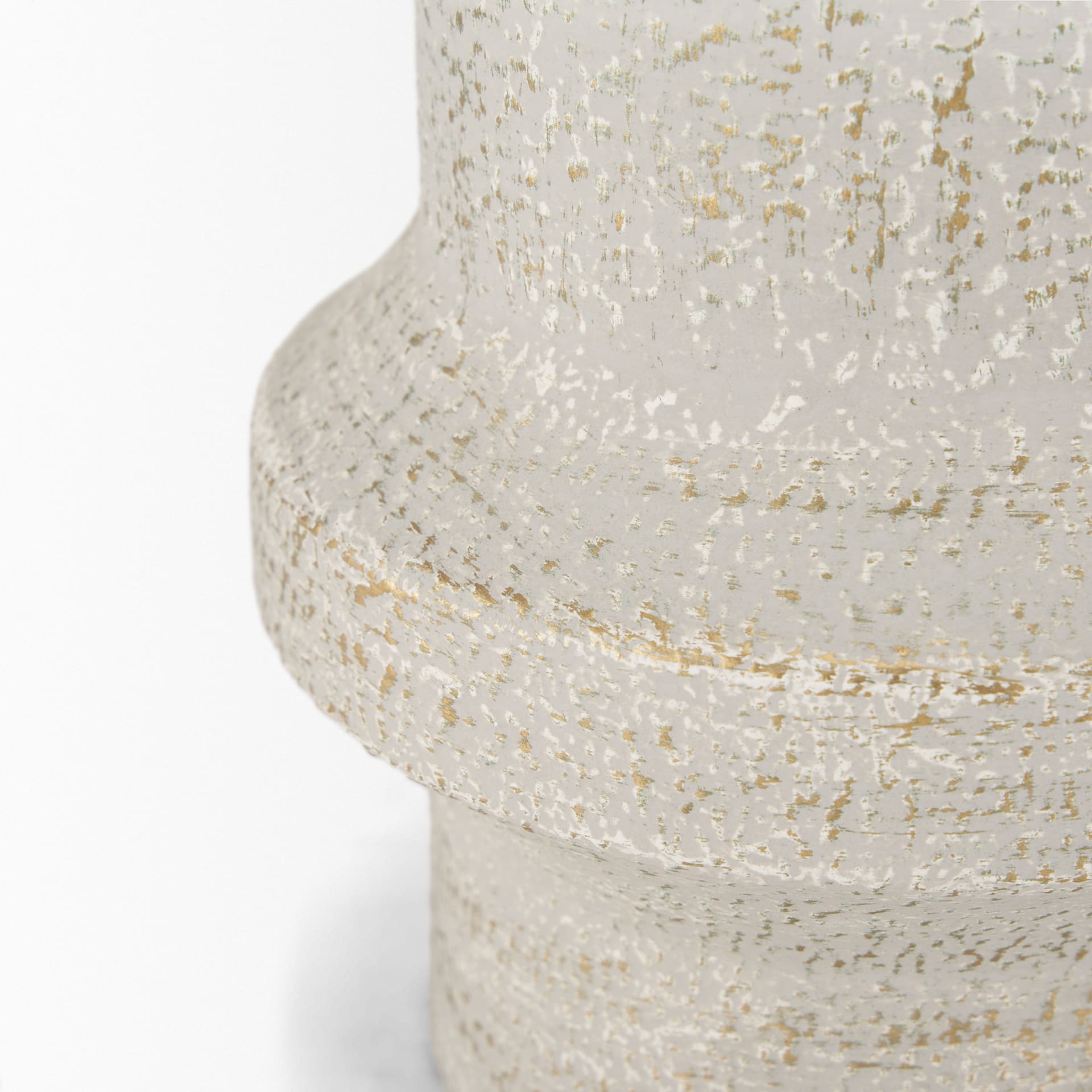 Tovah Tall Textured White w/ Gold Metal Vase — product photograph