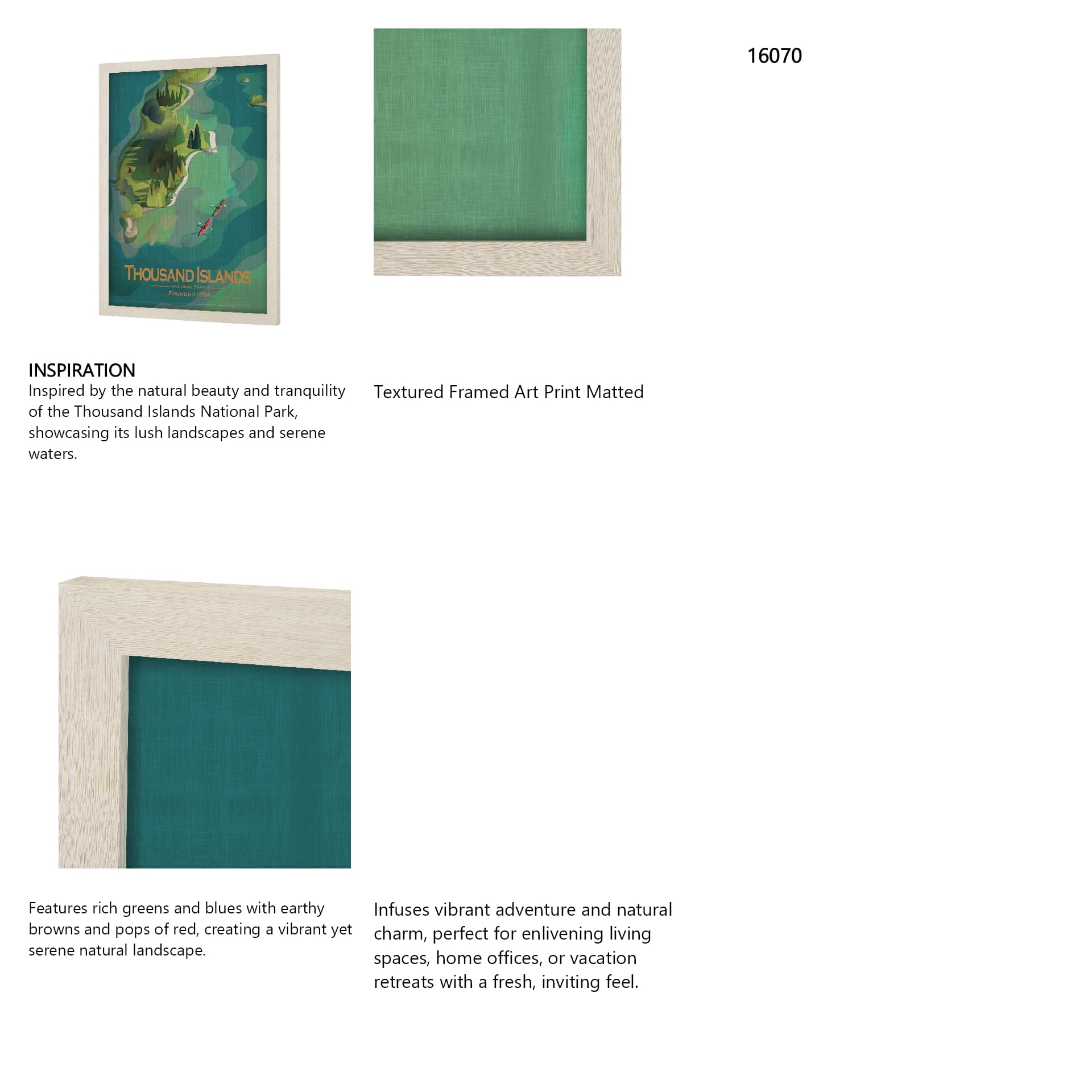 Thousand Islands GO (L) by Mercana Studio Textured Framed Artwork Matted — in a styled room