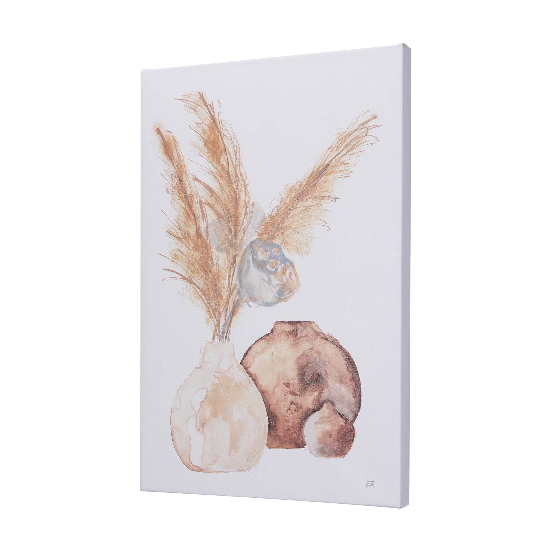 Vase Gray Lotus Pods by Mercana Studio a Hand Embellished Textured Canvas — product photograph