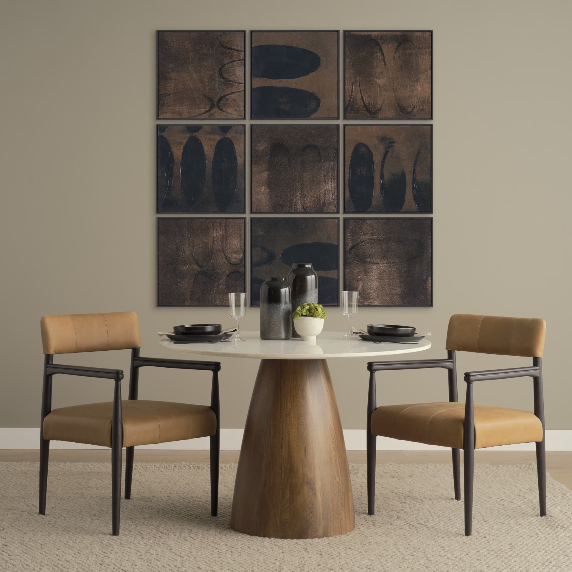 Earthly Echoes (Set of 9) by Mercana Studio a Hand Embellished Framed Art Print — in a styled room