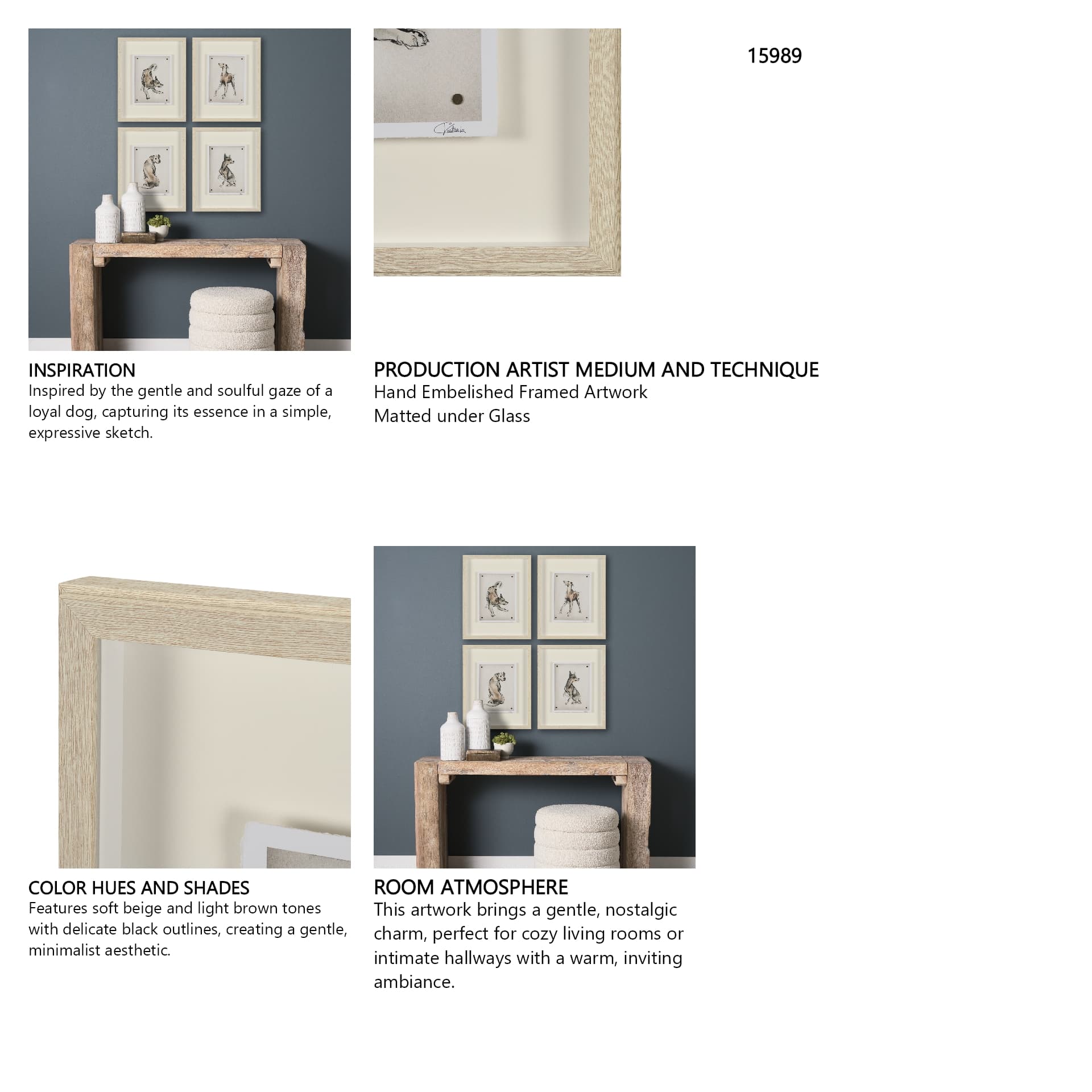 Playful Pup III by Mercana Studio Hand Embelished Framed Artwork Matted under Glass — in a styled room
