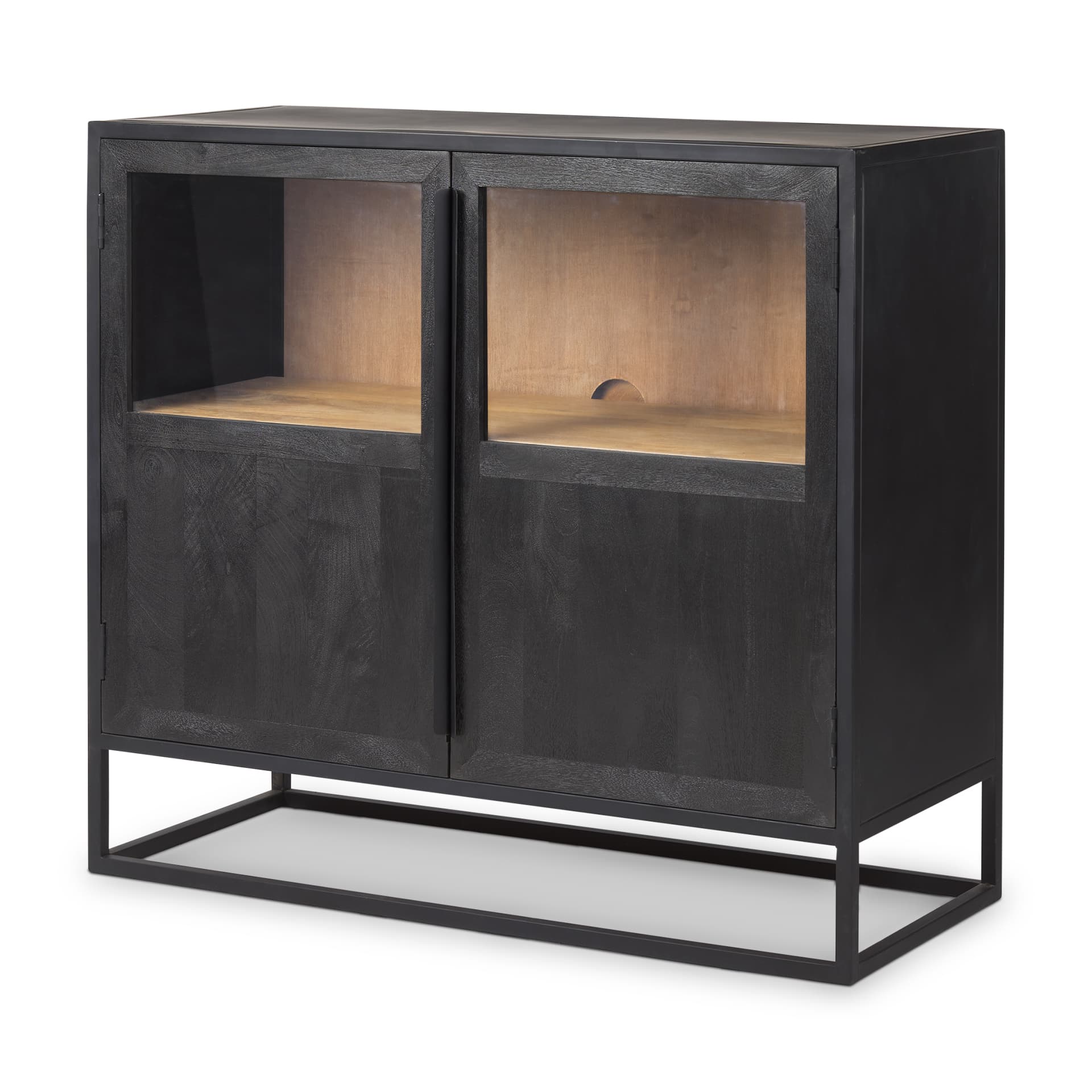 Sloan 40.0W Black Wood W/Black Metal Frame Accent Cabinet — product photograph