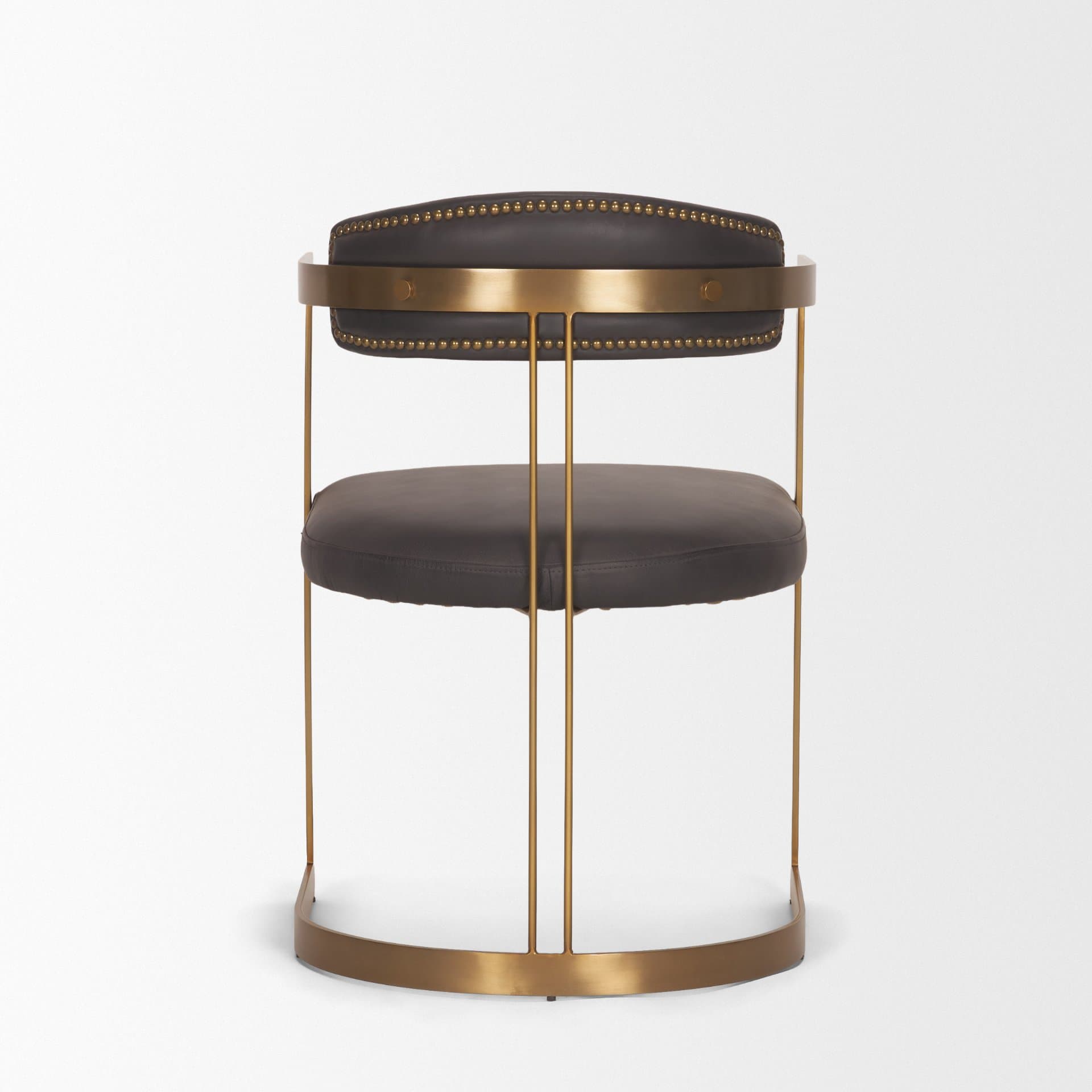 Hollyfield Curved Back Dining Side Chair | Leather w/ Iron — product photograph