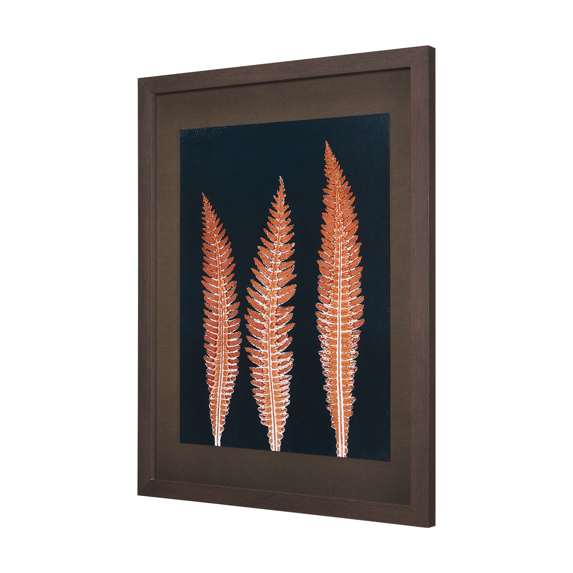 Indigo Fern 4 by Mary Margaret Briggs Hand Embellished Textured Framed Art Print Matted under Glass — product photograph