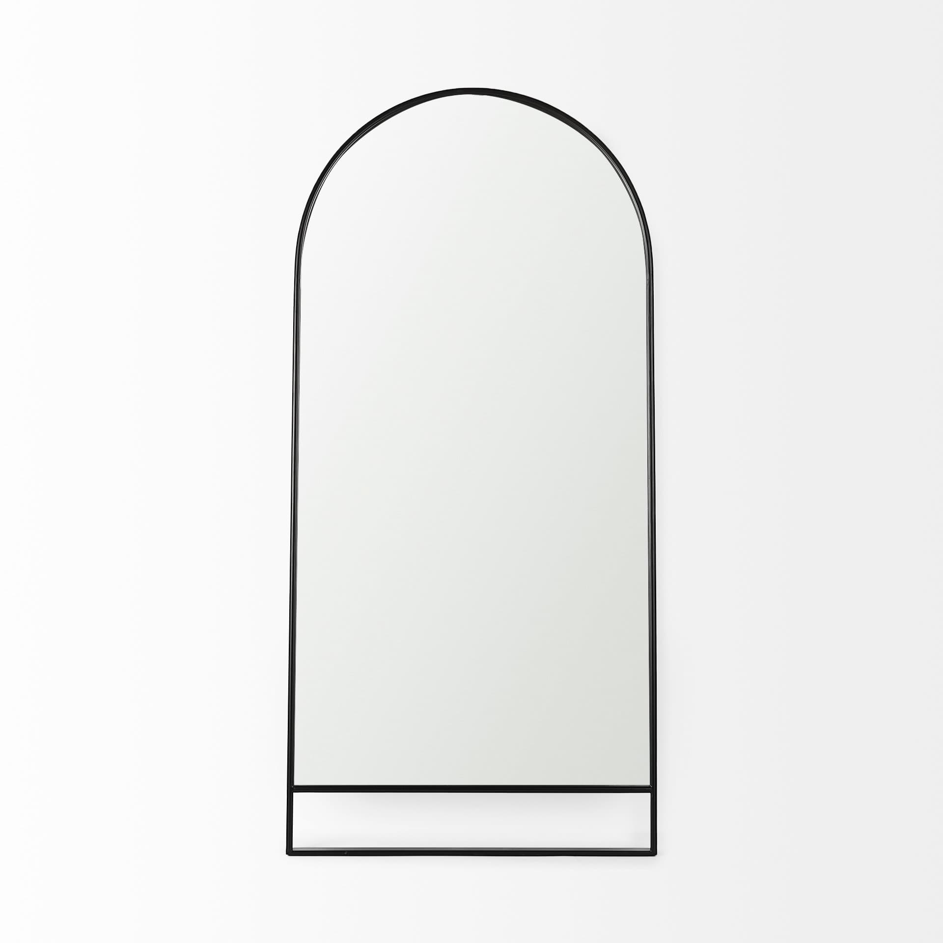 Sadie 36.0L x 2.0W x 76.0H Black Metal Rounded Arch Floor Mirror — product photograph
