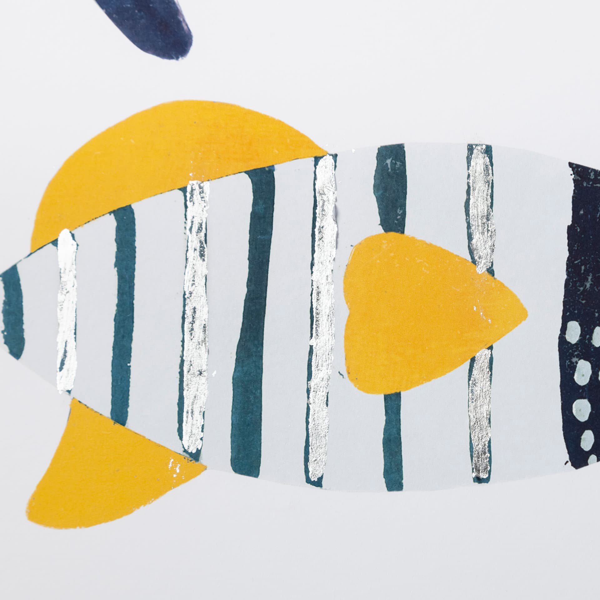 Patterned Fish II by Victoria Barnes a Hand Embellished Textured Framed Art Print Matted under Glass — product photograph