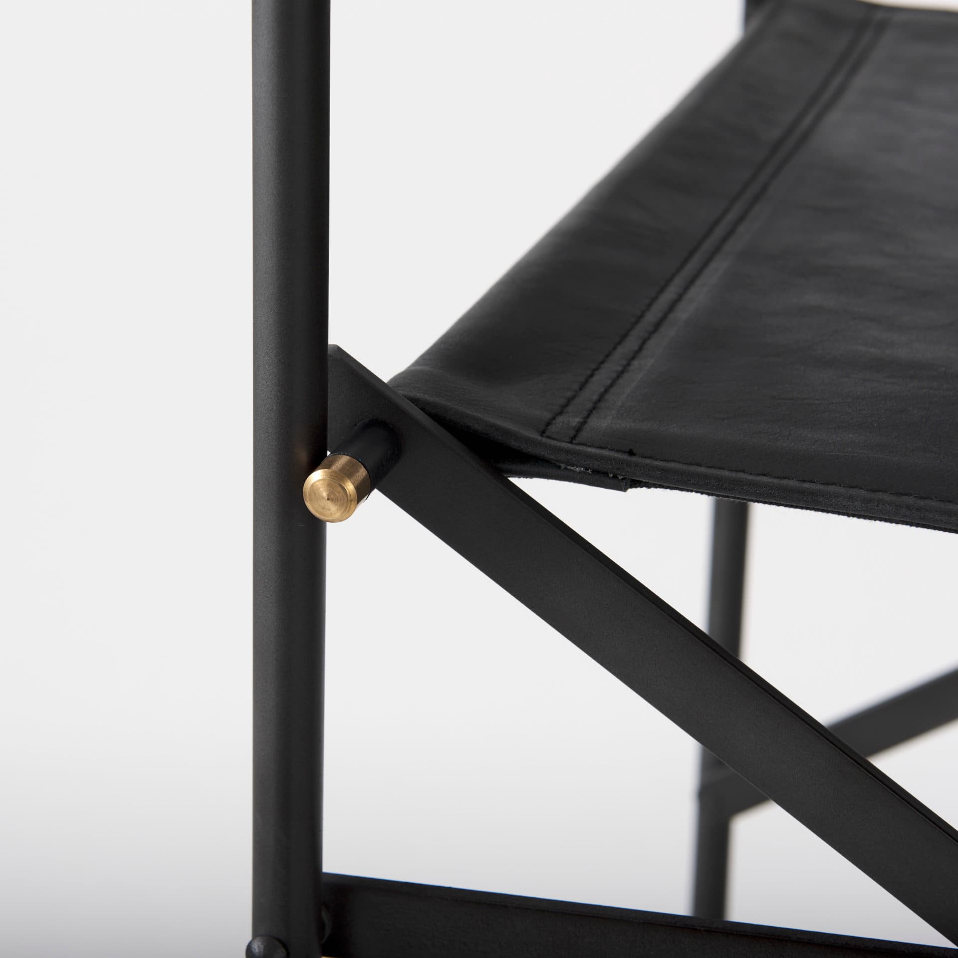Direttore Backless 44.1in Seat Bar Stool | Black Leather w/ Black Iron — product photograph
