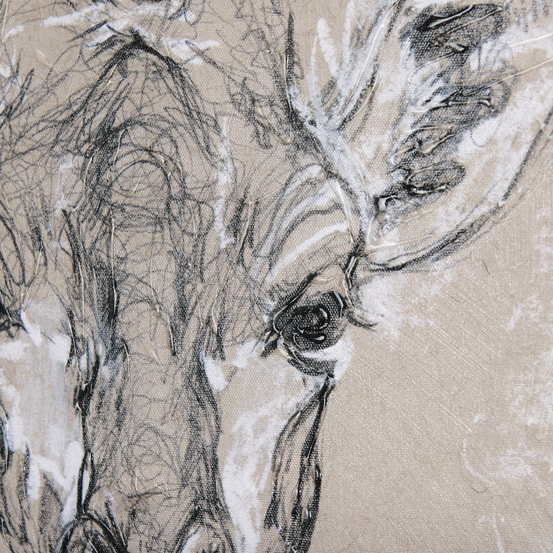 Sketch of animal IV (Giraffe) by Mercana Studio a Hand Embellished Textured Canvas — product photograph
