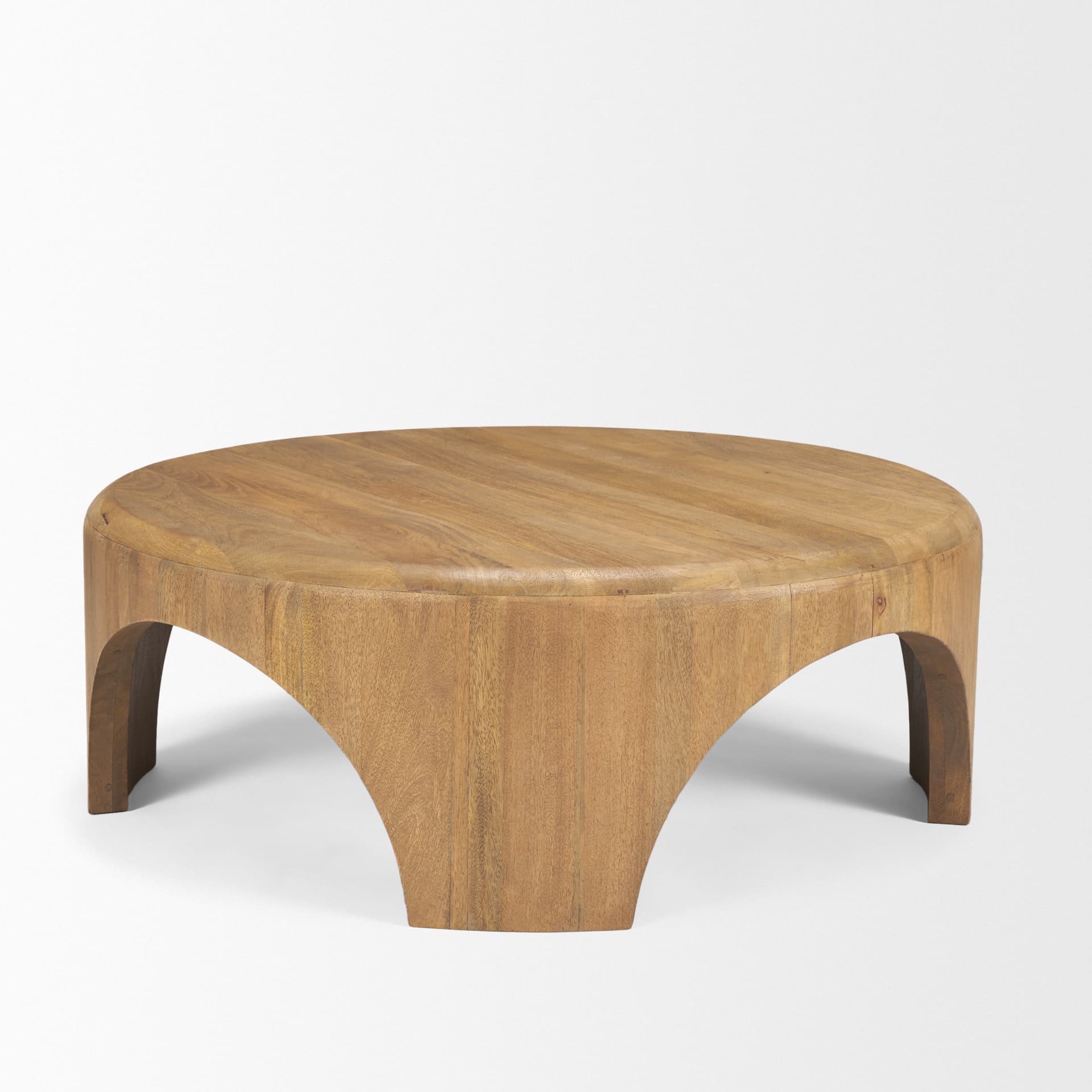 Shima Round Light Brown Wood W/Arched Legs Coffee Table — product photograph