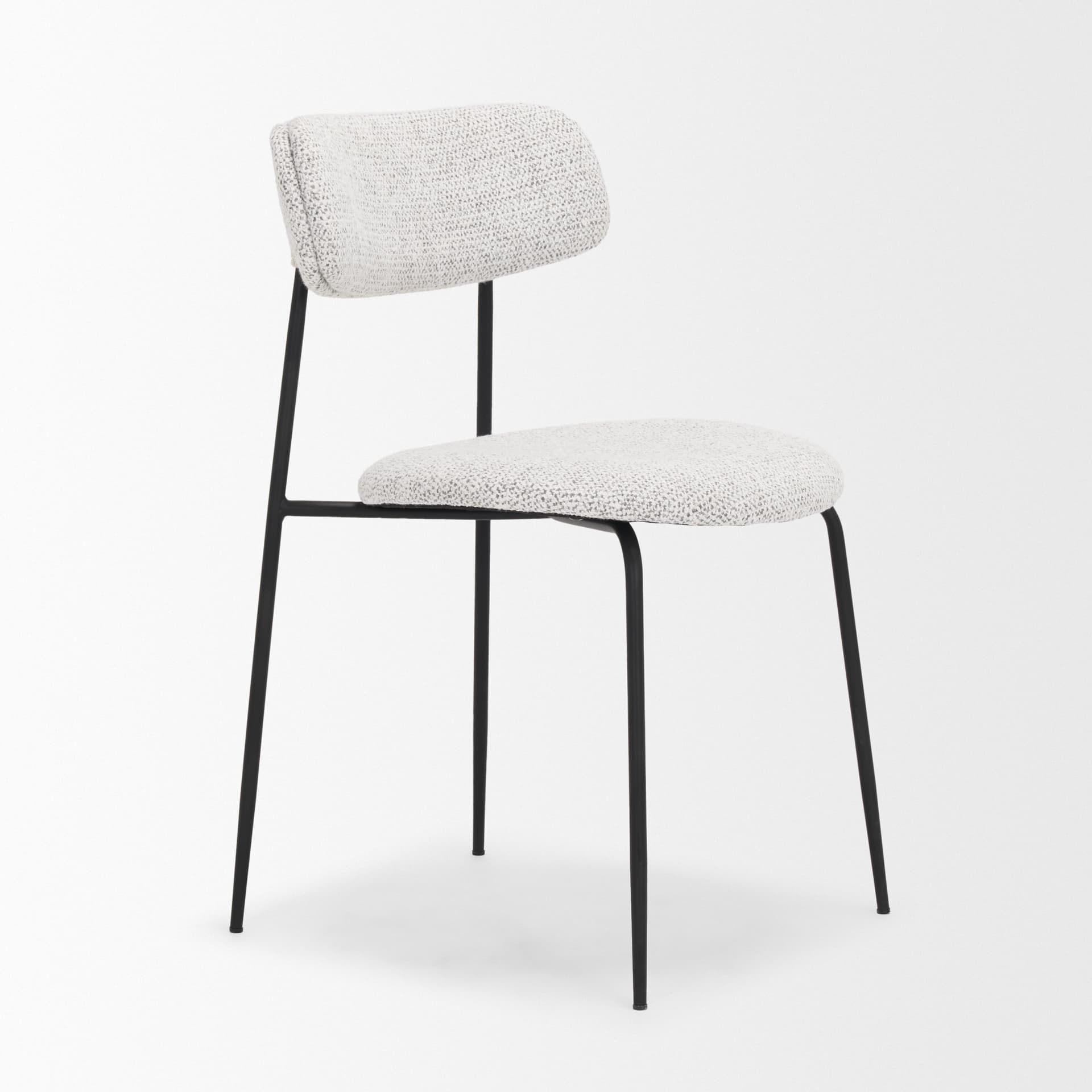 Casey Curved Back Dining Side Chair | Gray Fabric w/ Black Metal — product photograph