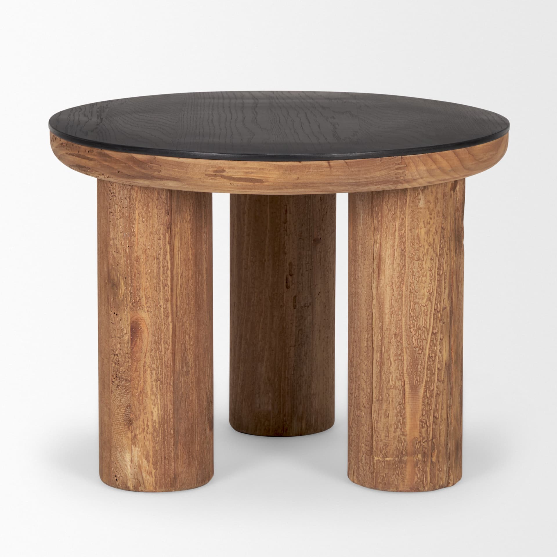 Tucson Natural Wood w/ Round Black Oak Top Side Table — product photograph