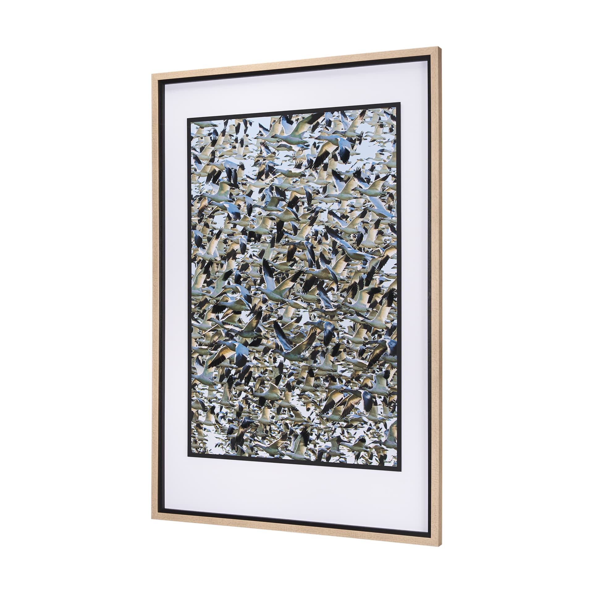 Snowgoose Migration 2 by Gary Blatter Hand Embelished Textured Framed Art Print Matted under Glass — product photograph