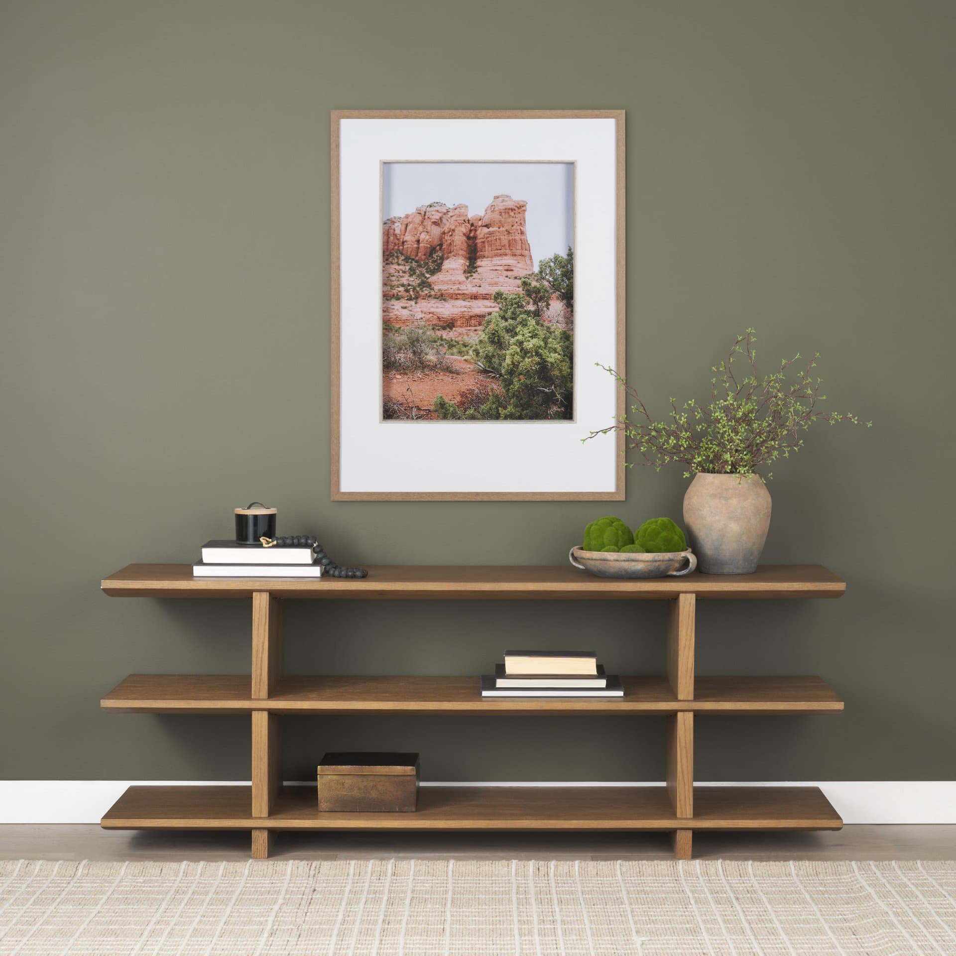 Sandstone Layers by Kelly Frere FramedPhoto Print Matted under Glass — in a styled room