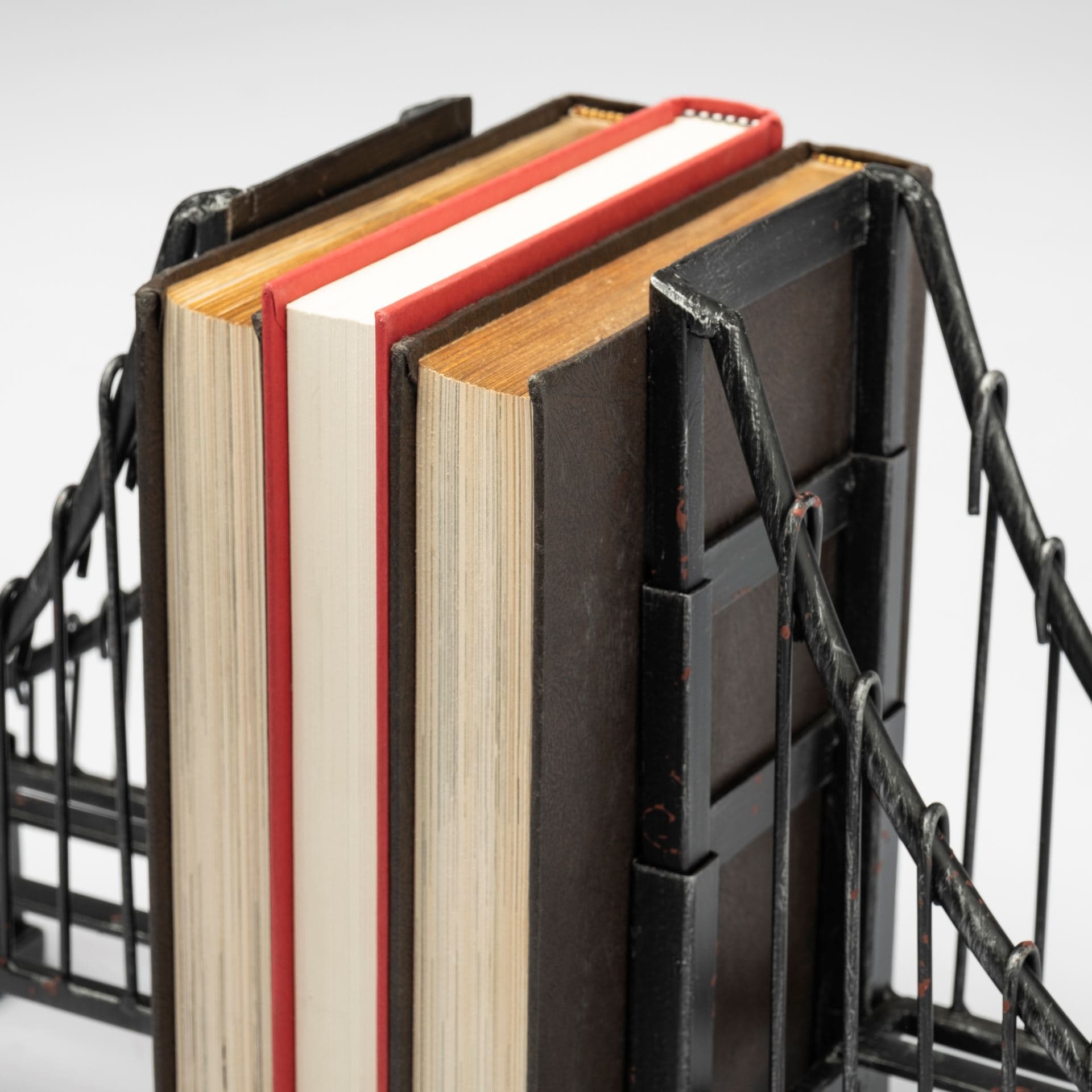 Suspension Set of 2 19L x 4W Brown Wrought Iron Suspension Bridge Bookends — product photograph