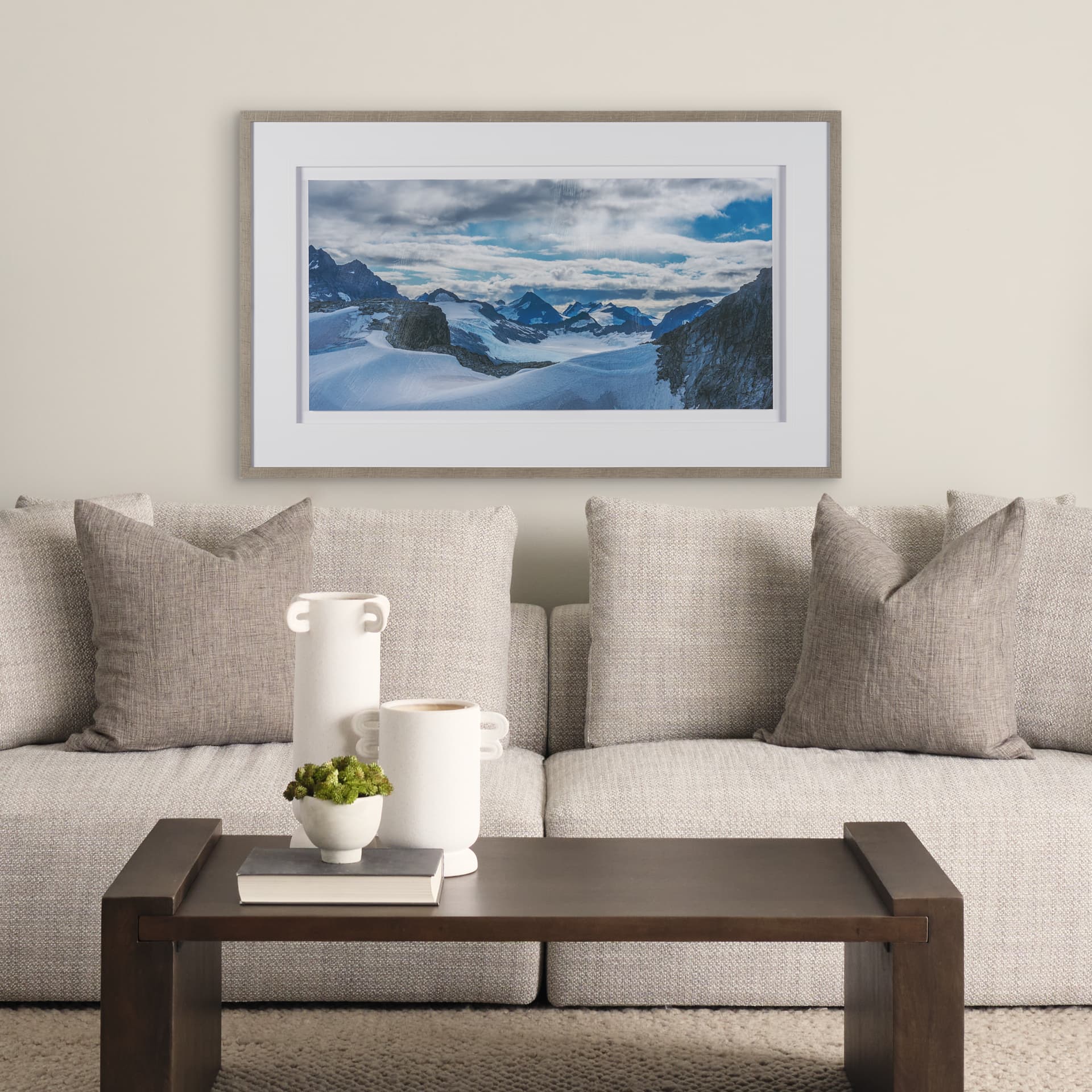 Skagway, Alaska Mountains by Richard Silver Textured Framed Art Print Matted under Glass — in a styled room