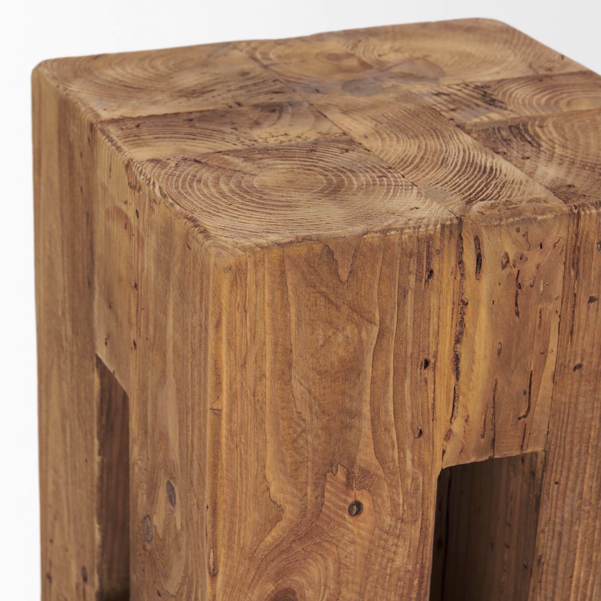 Waylen Natural Wood Block Accent Stool — product photograph
