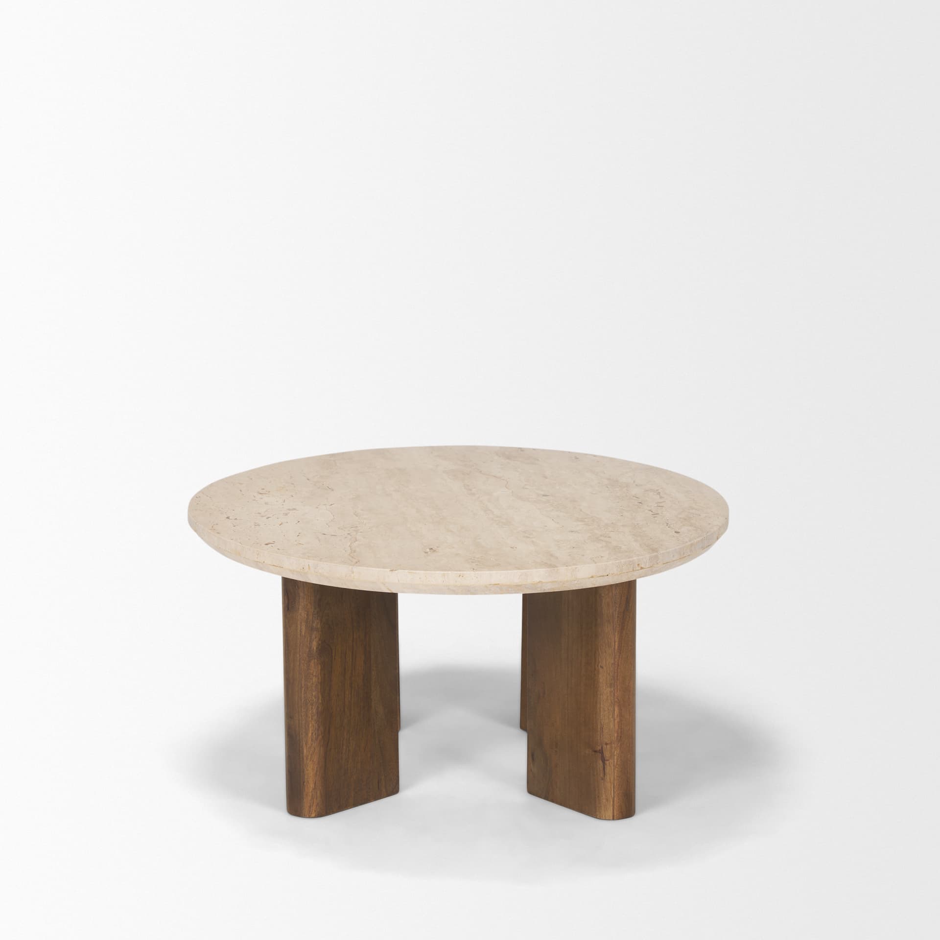 Syona Travertine + Mango Wood leg Oval Coffee table — product photograph