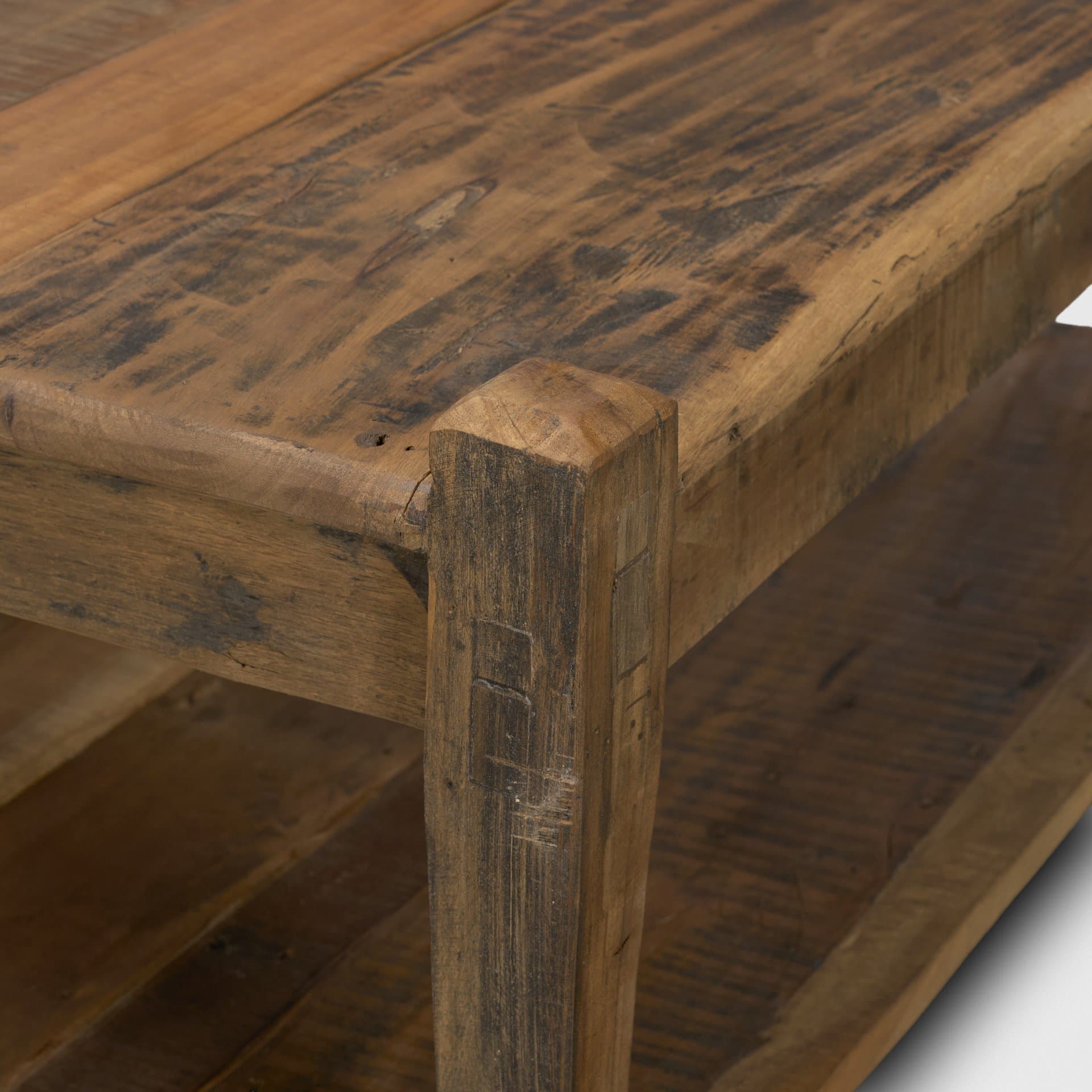 Ashwick Dark Brown Reclaimed Wood Square Coffee Table — product photograph
