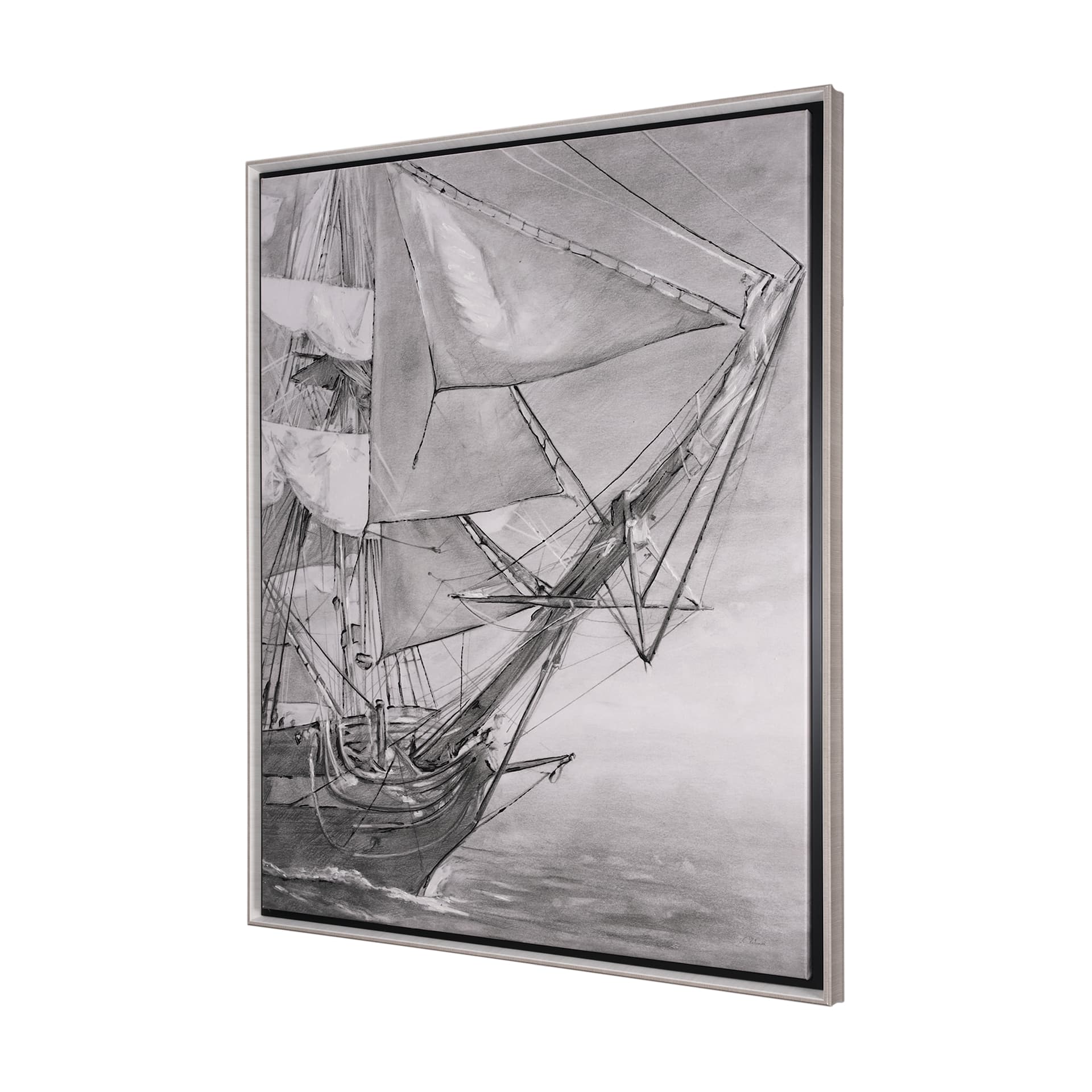Tall Ship I by Mercana Studio a Hand Embellished Textured Framed Canvas — product photograph