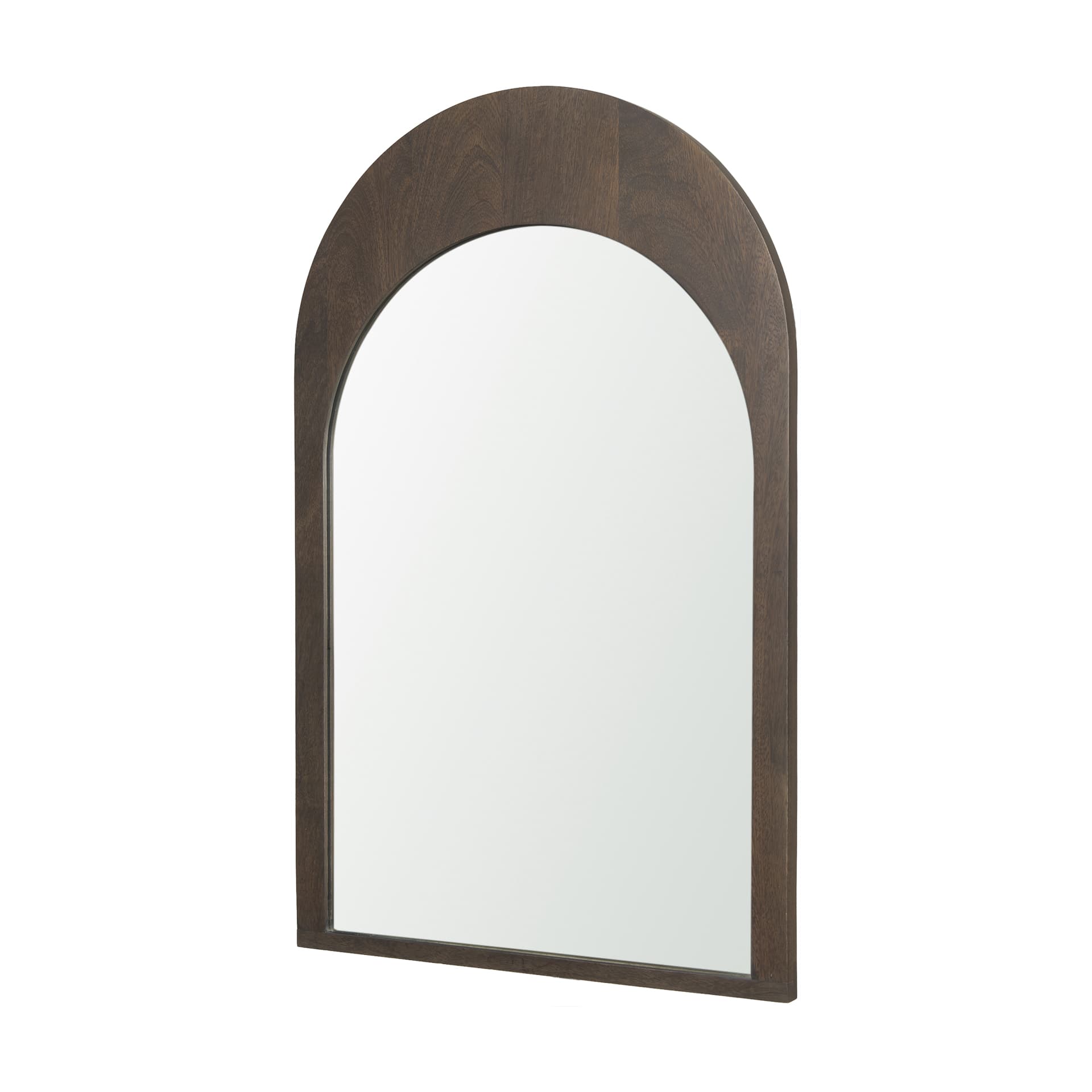 Celeste Dark Brown Wood Arched Mirror — product photograph