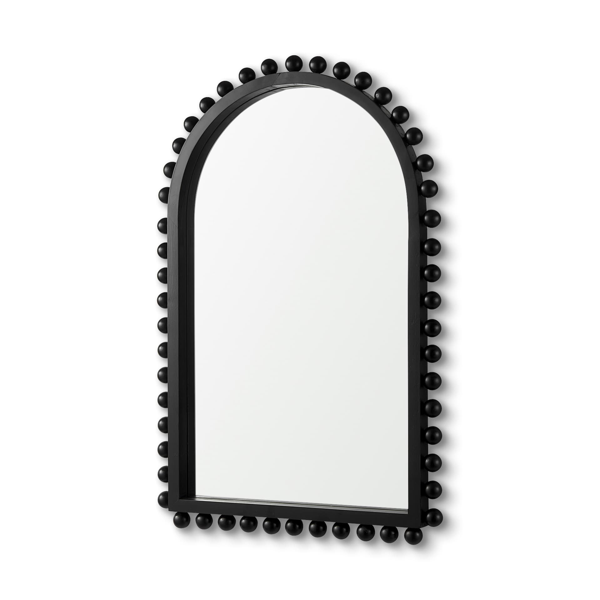 Leeds 23L x 35H Black Wood Arch Frame Mirror — product photograph