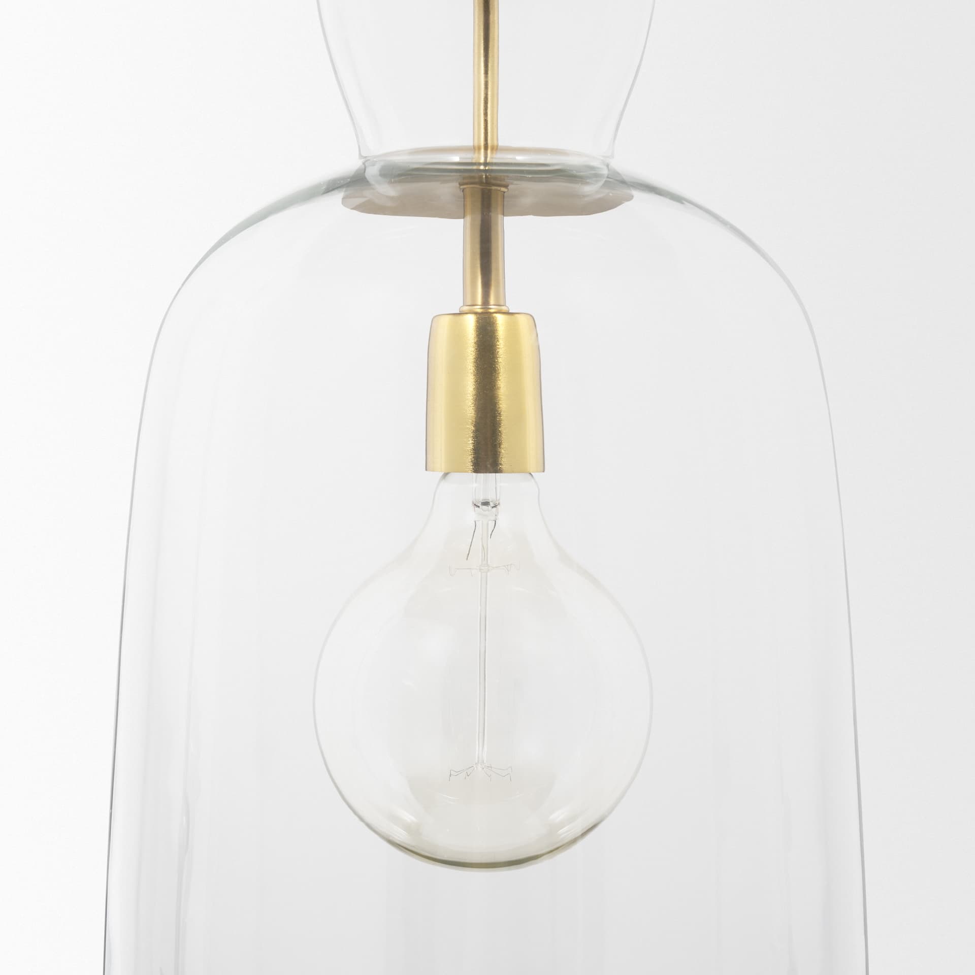 Sadah Tall Clear Blown Glass w/ Gold Metal Pendant Light — product photograph