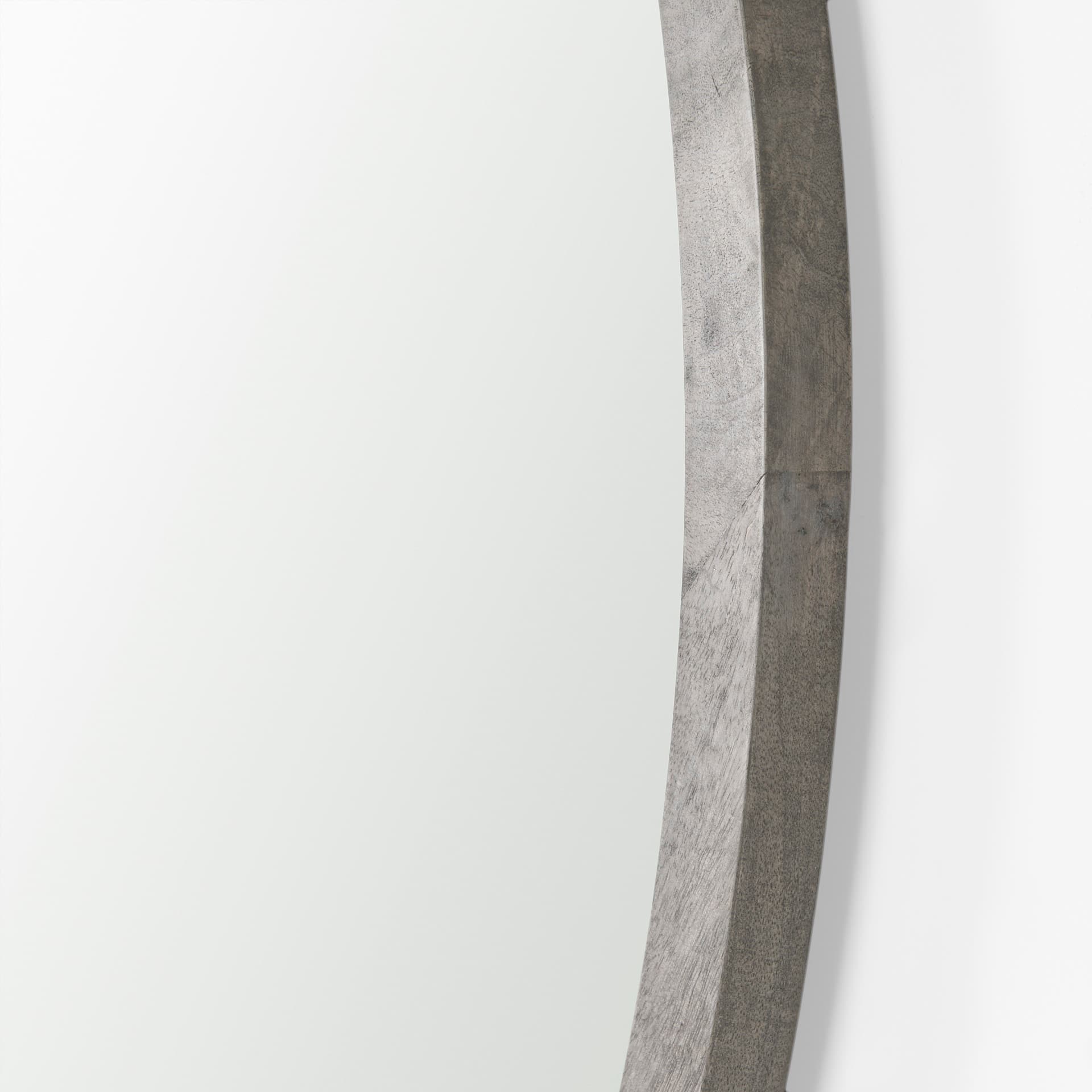 Gambit 46" Round Gray Wash Wood Frame Wall Mirror — product photograph