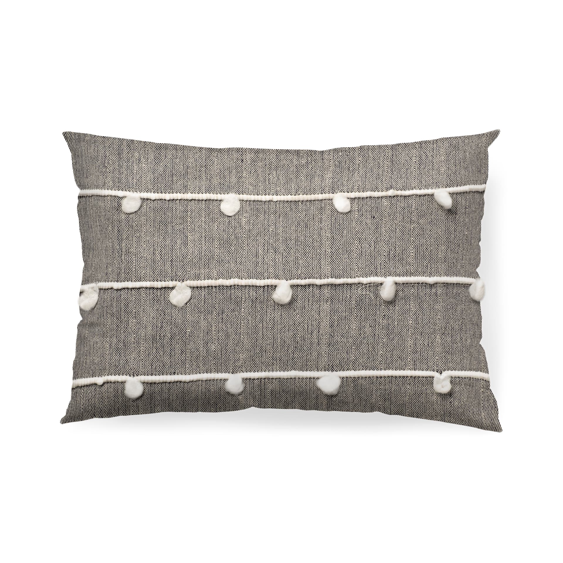Linda 13x21 Navy And Cream With White Detail Pillow Cover w/Down Filler — product photograph