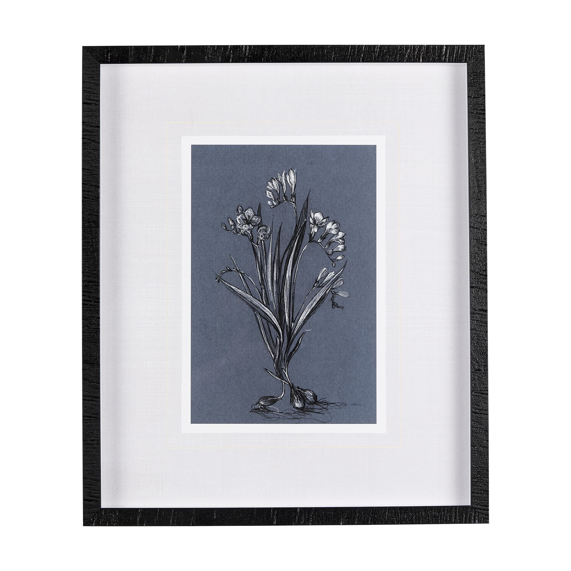Botanical sketches III (Blue) by Mercana Studio Hand Embellished Framed Art Print Matted under Glass — product photograph