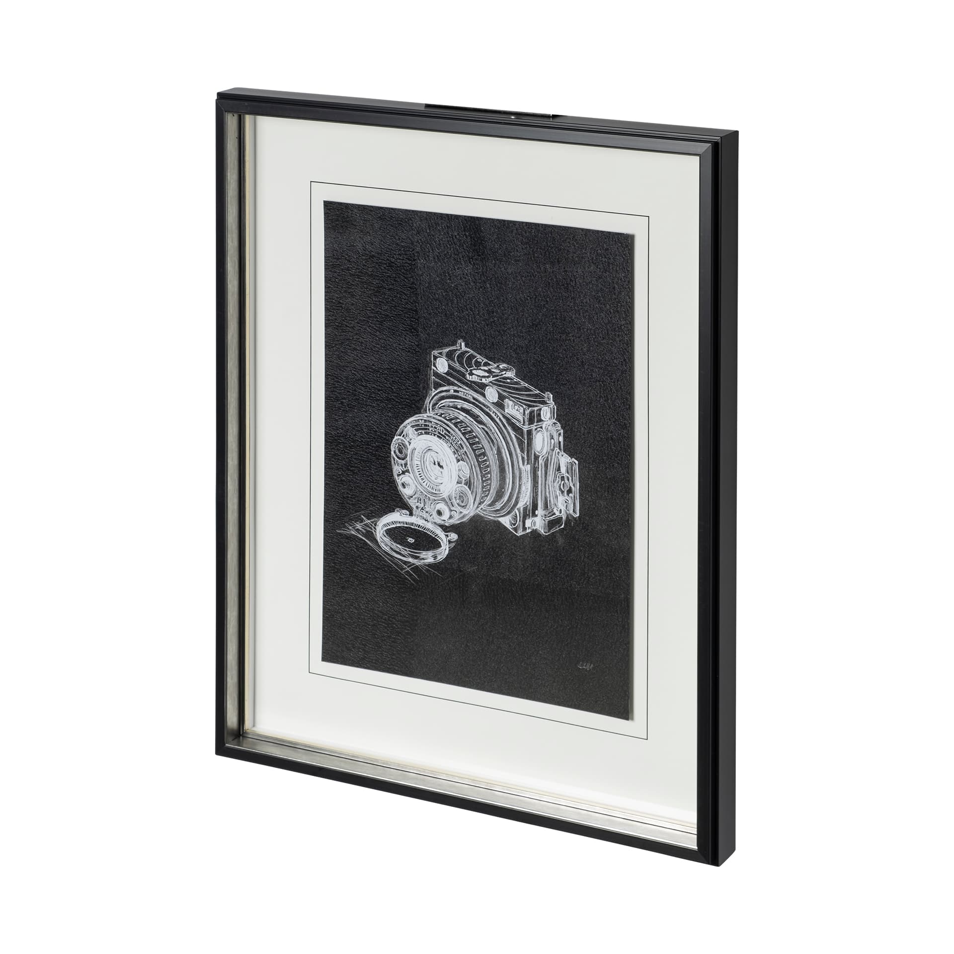 Compass Camera I by Alarm a Hand Embellished Textured Framed Art Print Matted under Glass — product photograph
