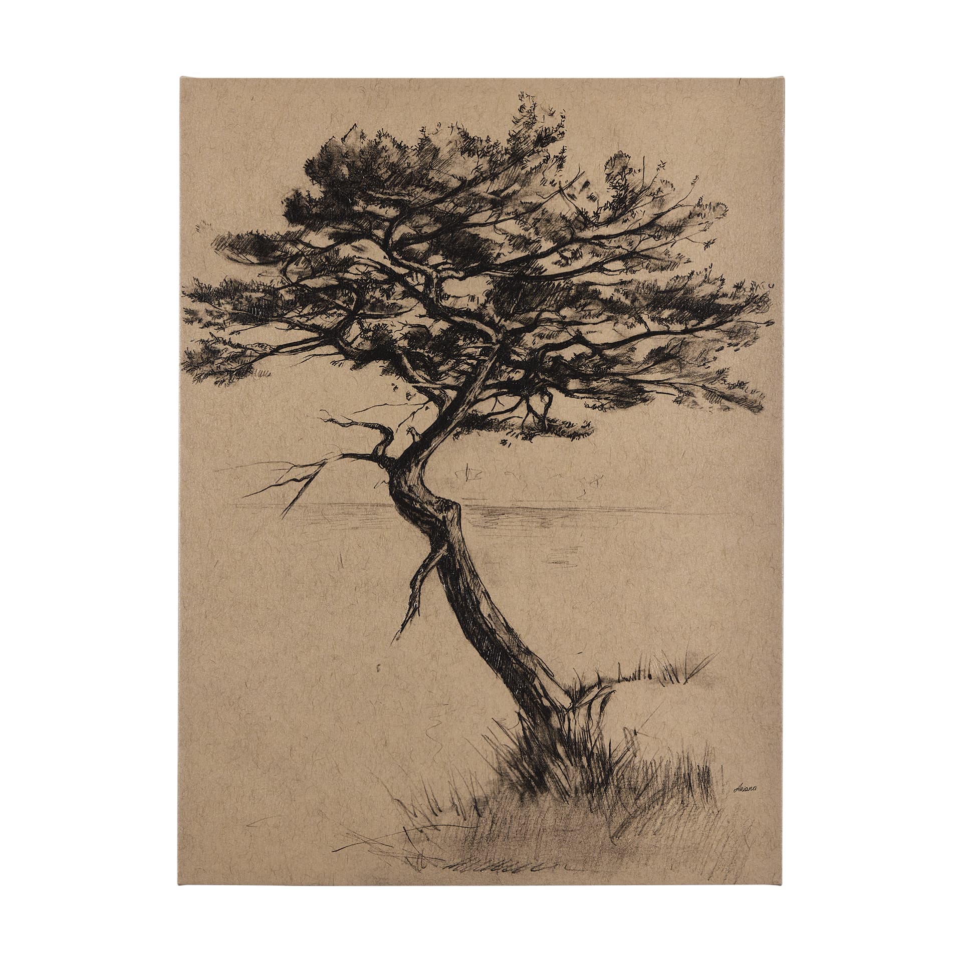 Tree Drawing III by Mercana Studio a Hand Embellished Textured Canvas — product photograph