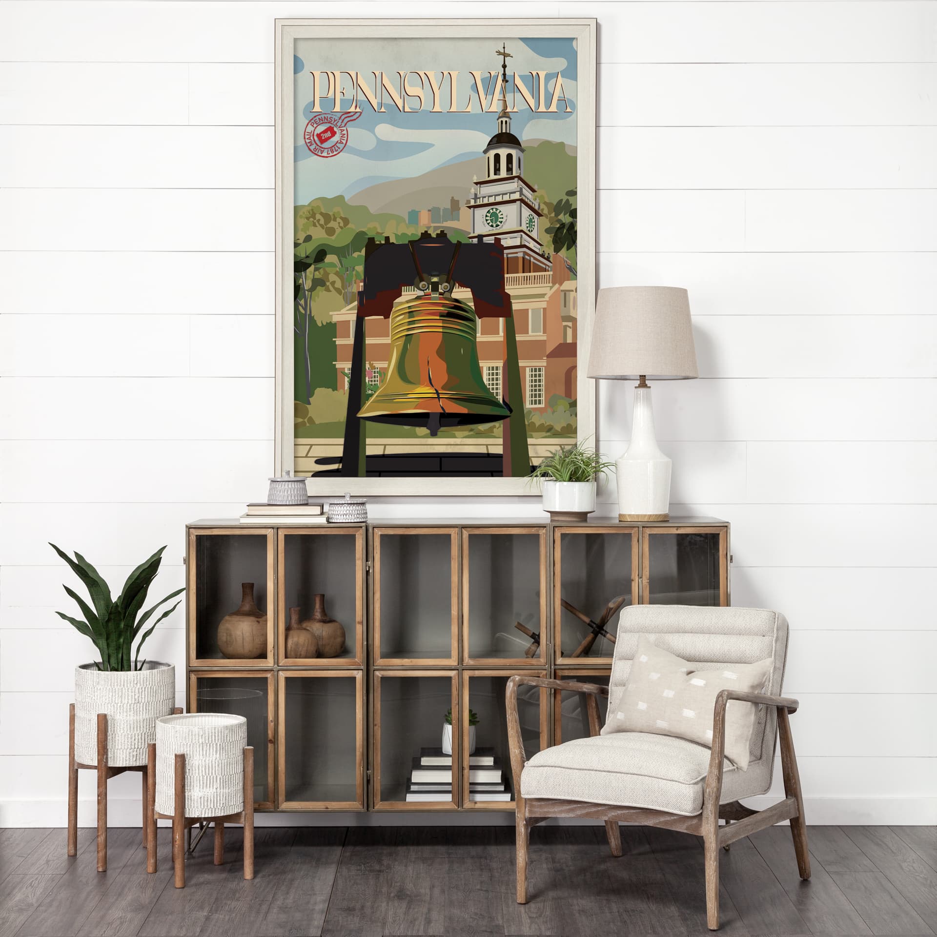 Pennsylvania Go USA (XL) by Mercana Studio a Hand Embellished Decograph Framed Art Print under Glass — in a styled room