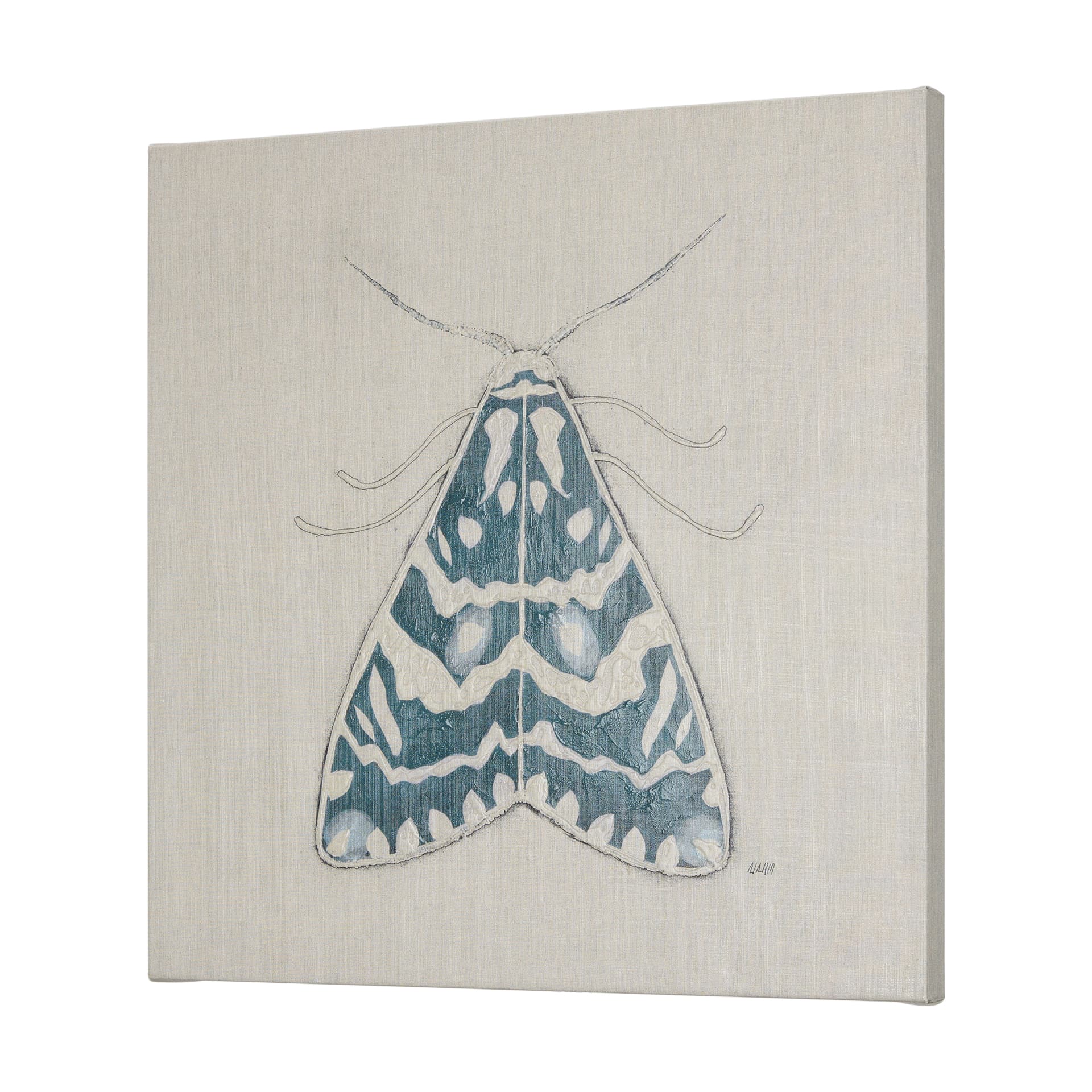 Moth Blue III by Mercana Studio a Hand Embellished Textured Canvas — product photograph