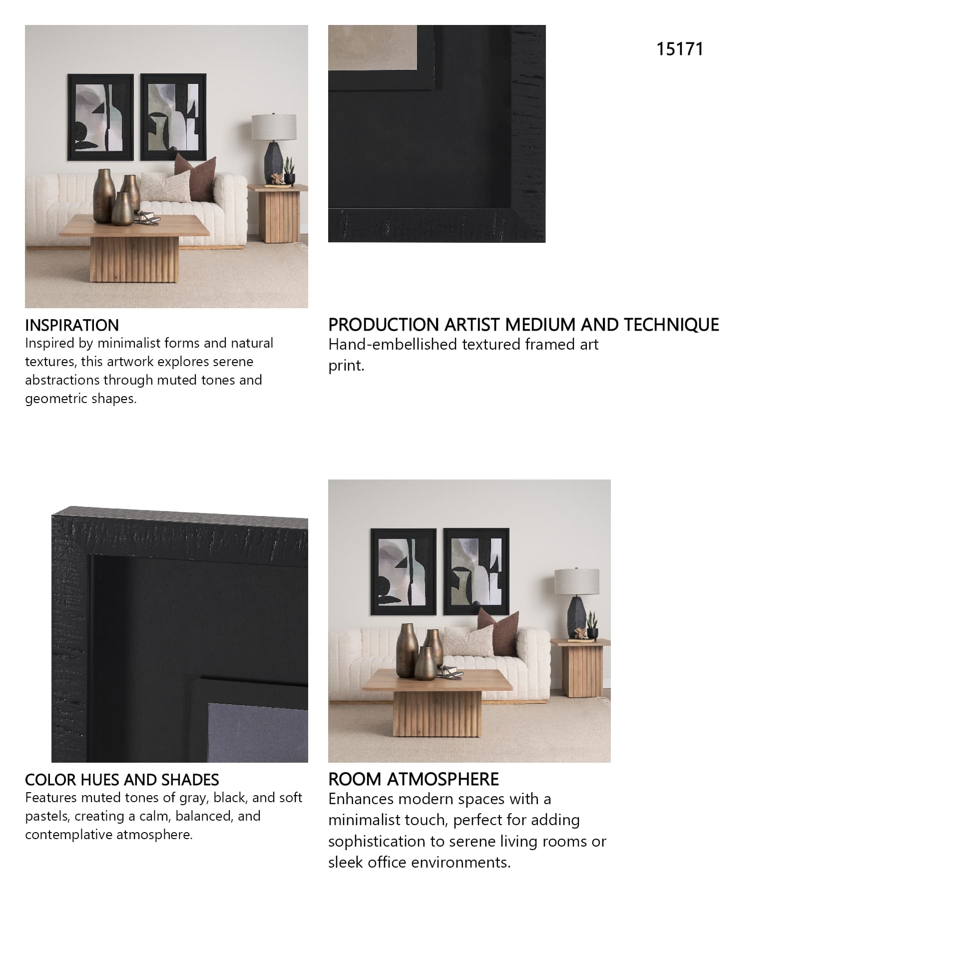 Shape Shift - Arrange by Mercana Studio Hand Embellished Textured Framed Art Print Matted under Glas — in a styled room