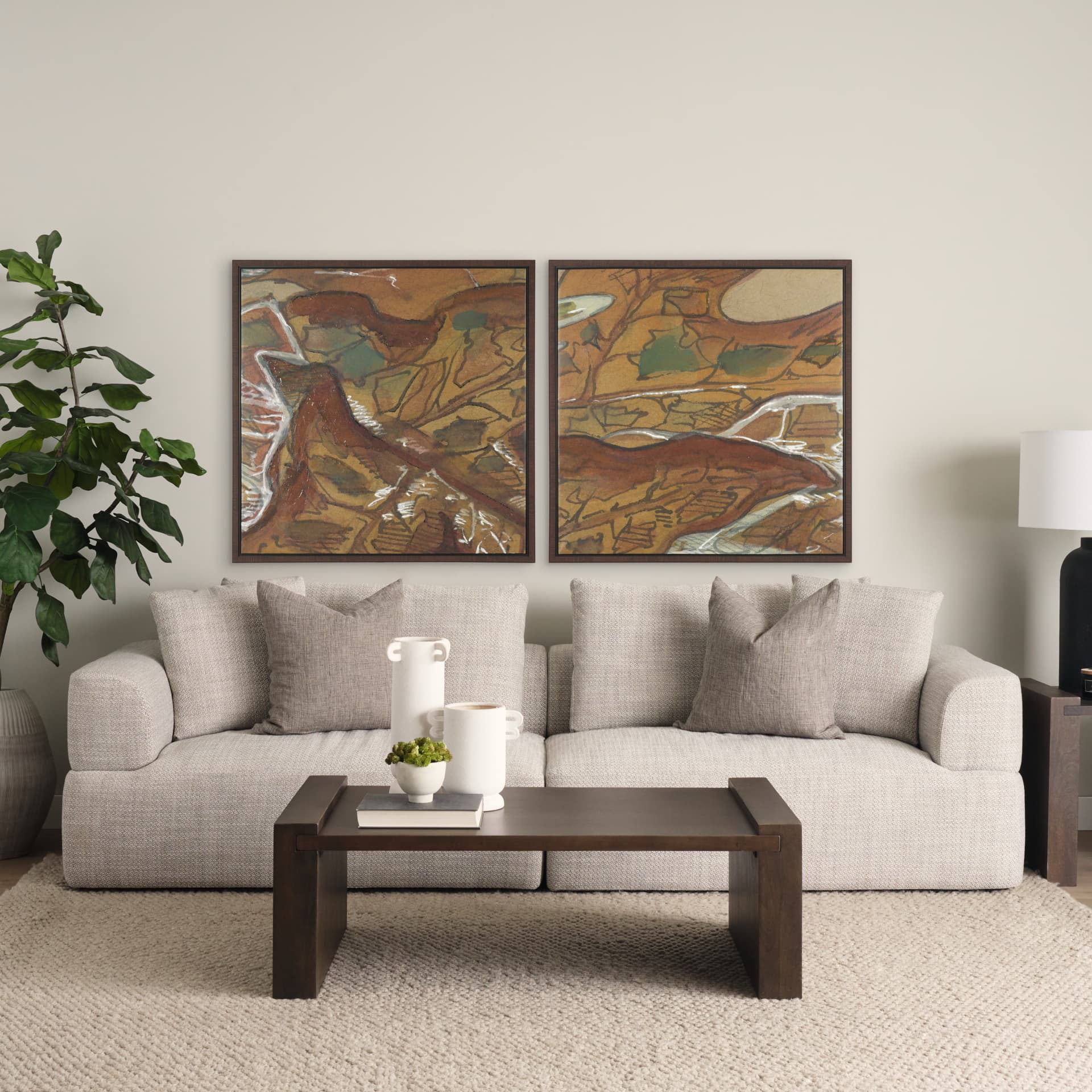 Rusttone I by Mercana Studio Hand-Embellished Textured Framed Canvas Artwork — in a styled room