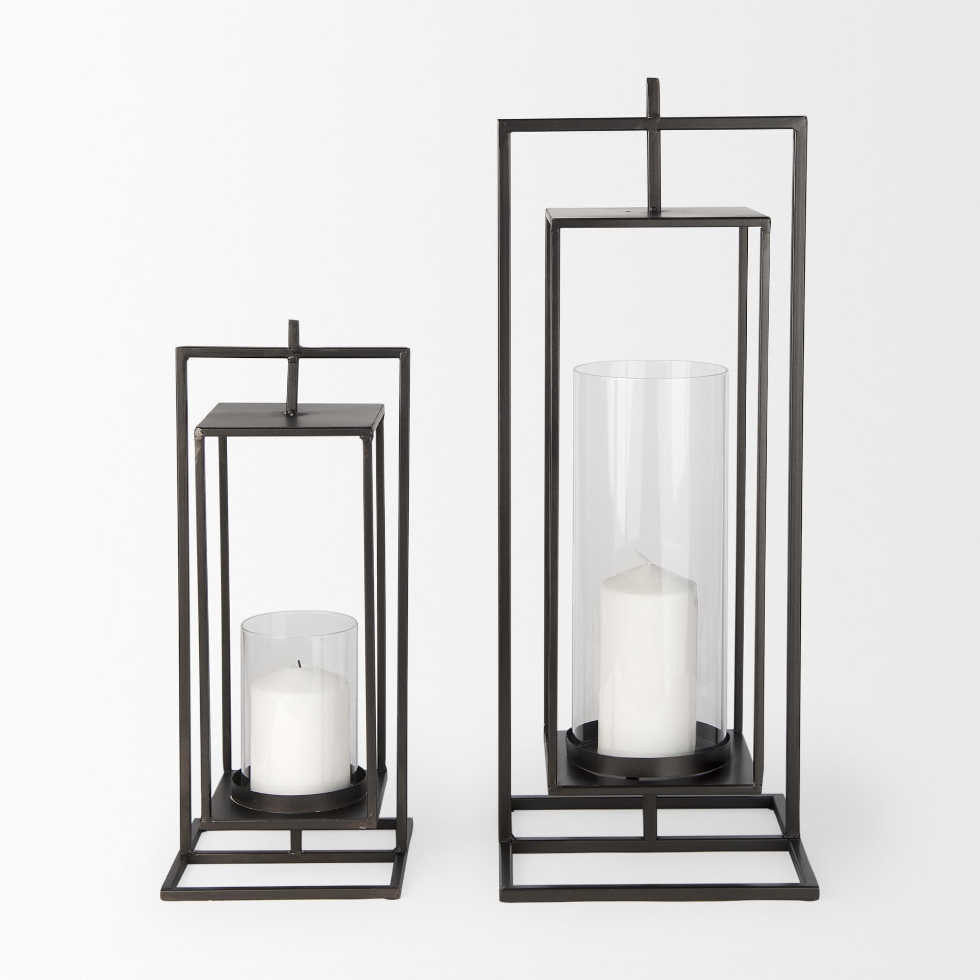 Albus II Small Black Metal Rectangular Table Candle Holder — product photograph