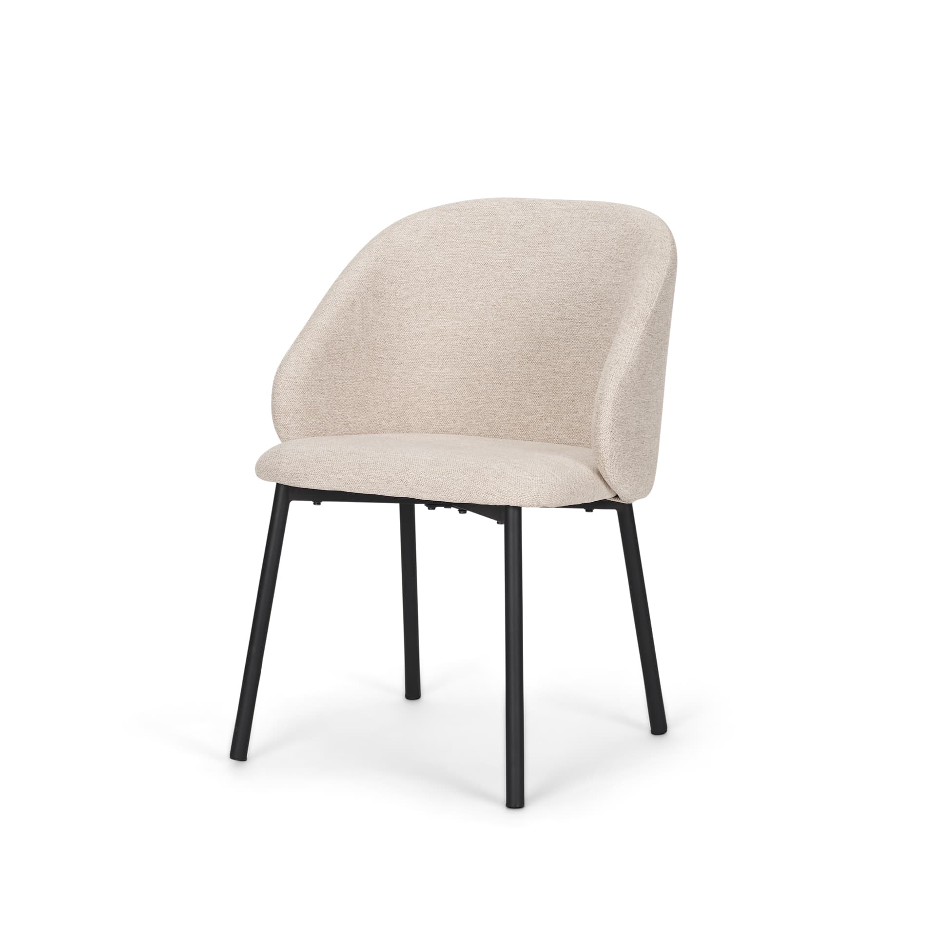 Shannon Contoured Back Dining Side Chair | Oatmeal Fabric w/ Metal — product photograph