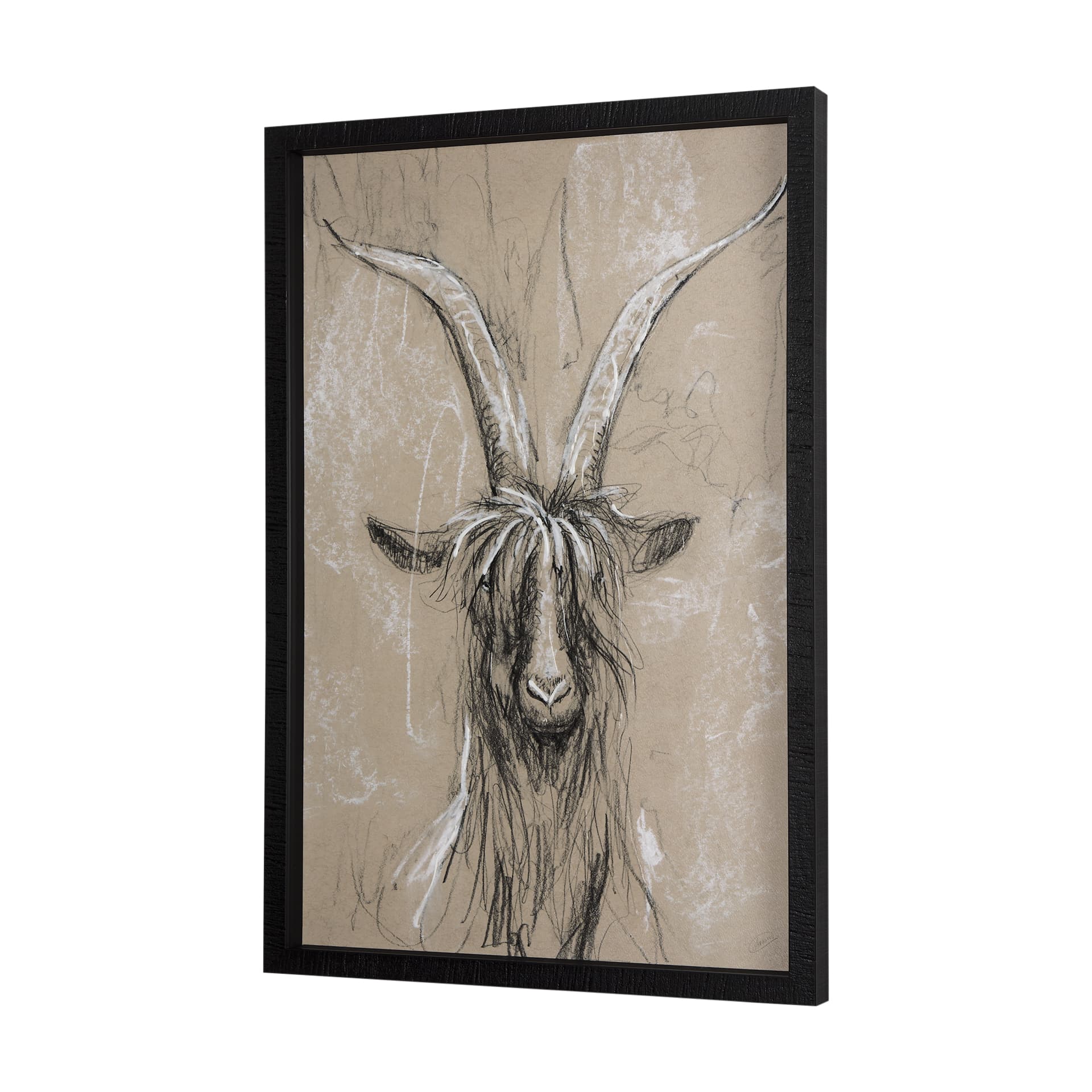 Sketch of Animal V (Goat) by Mercana Studio Hand Embellished Framed Art Print Matted under Glass — product photograph