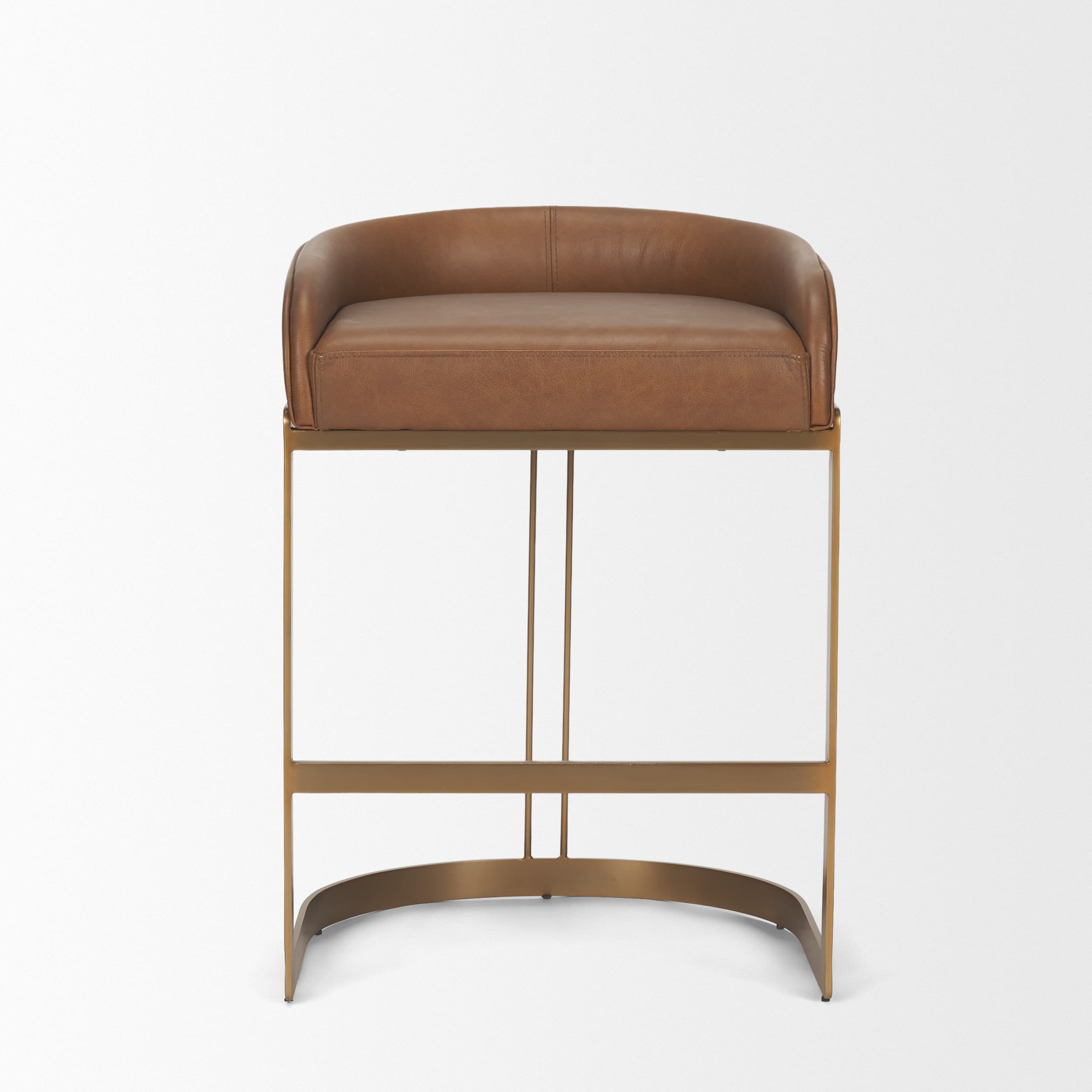 Hollyfield Backless 24.75in Seat Counter Stool | Cognac Brown Leather — product photograph