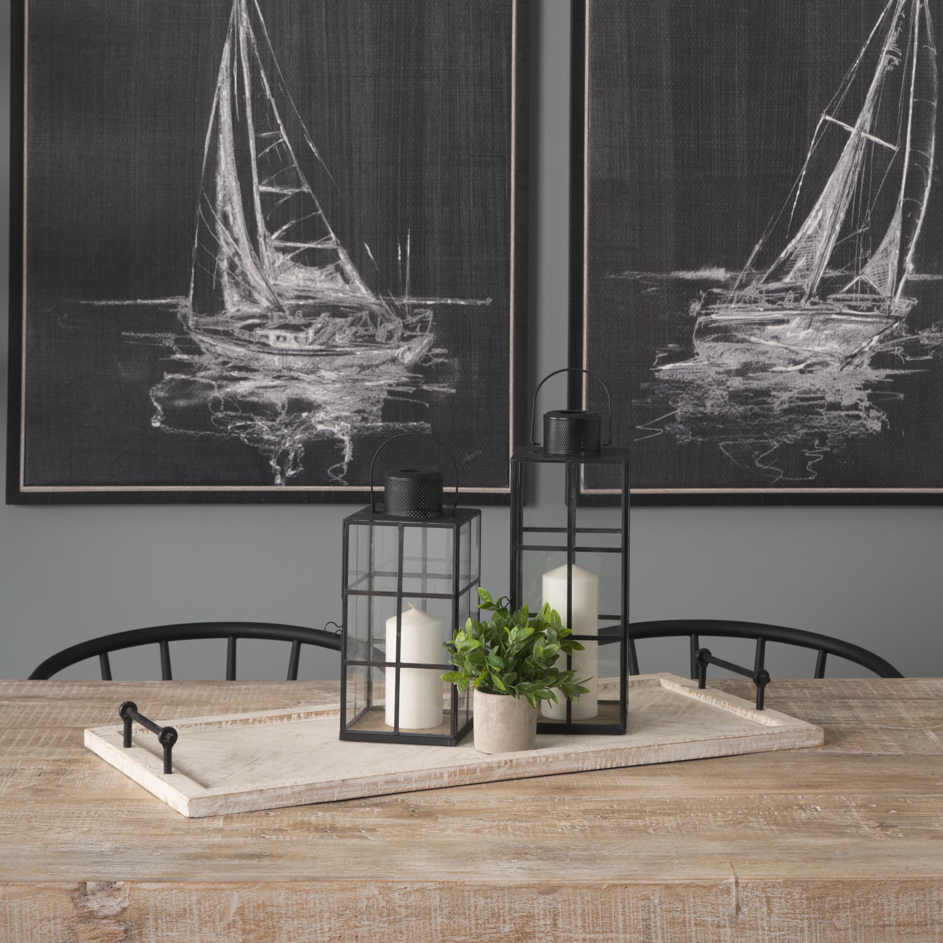 Alfred 35L x 16W Natural Wooden Herringbone Rectangular Tray — product photograph