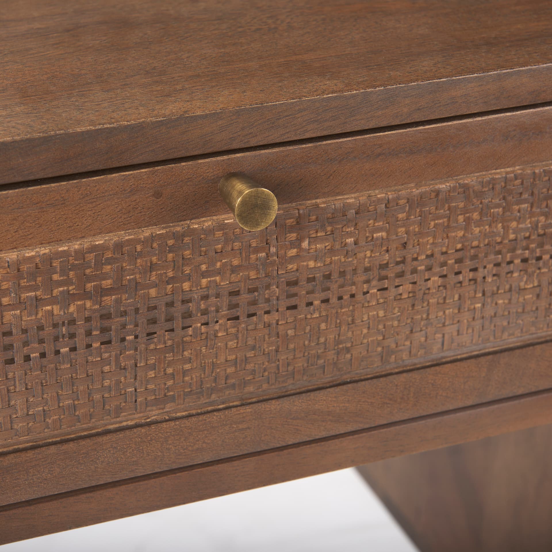 Grier 60" Medium Brown Solid Wood W/ Cane Office Desk — product photograph
