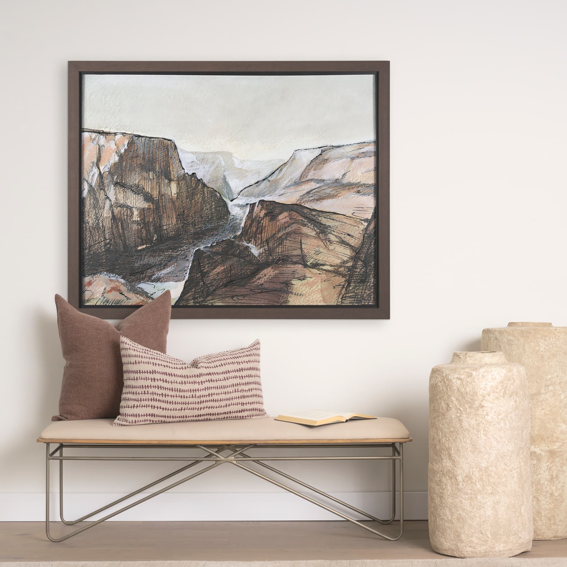 Canyon View by Mercana Studio a Hand Embellished Textured Framed Art Print Matted under Glass — product photograph